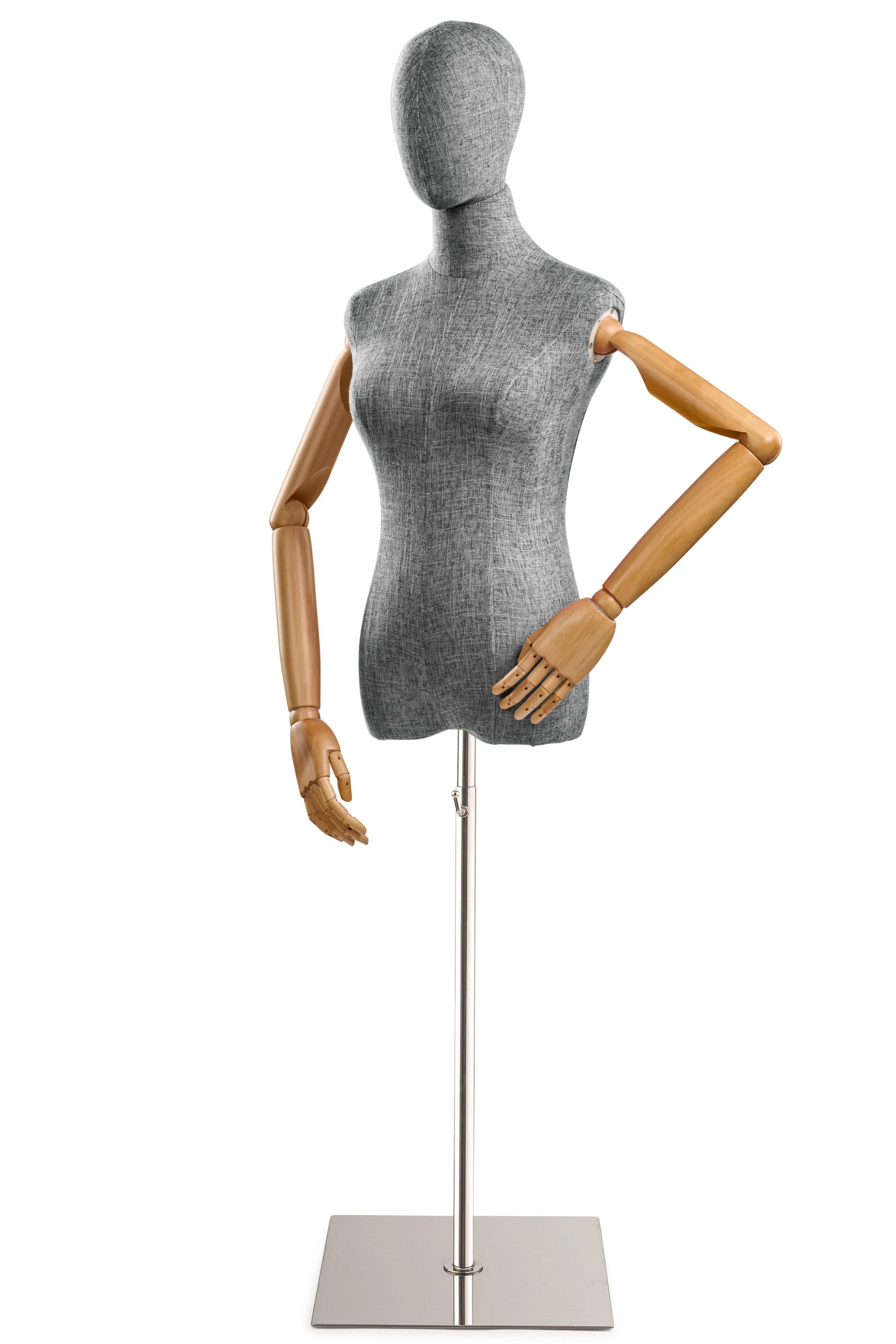 Female Display Dress Form on Metal Flat Base (Head & Arms Version) - Image 70