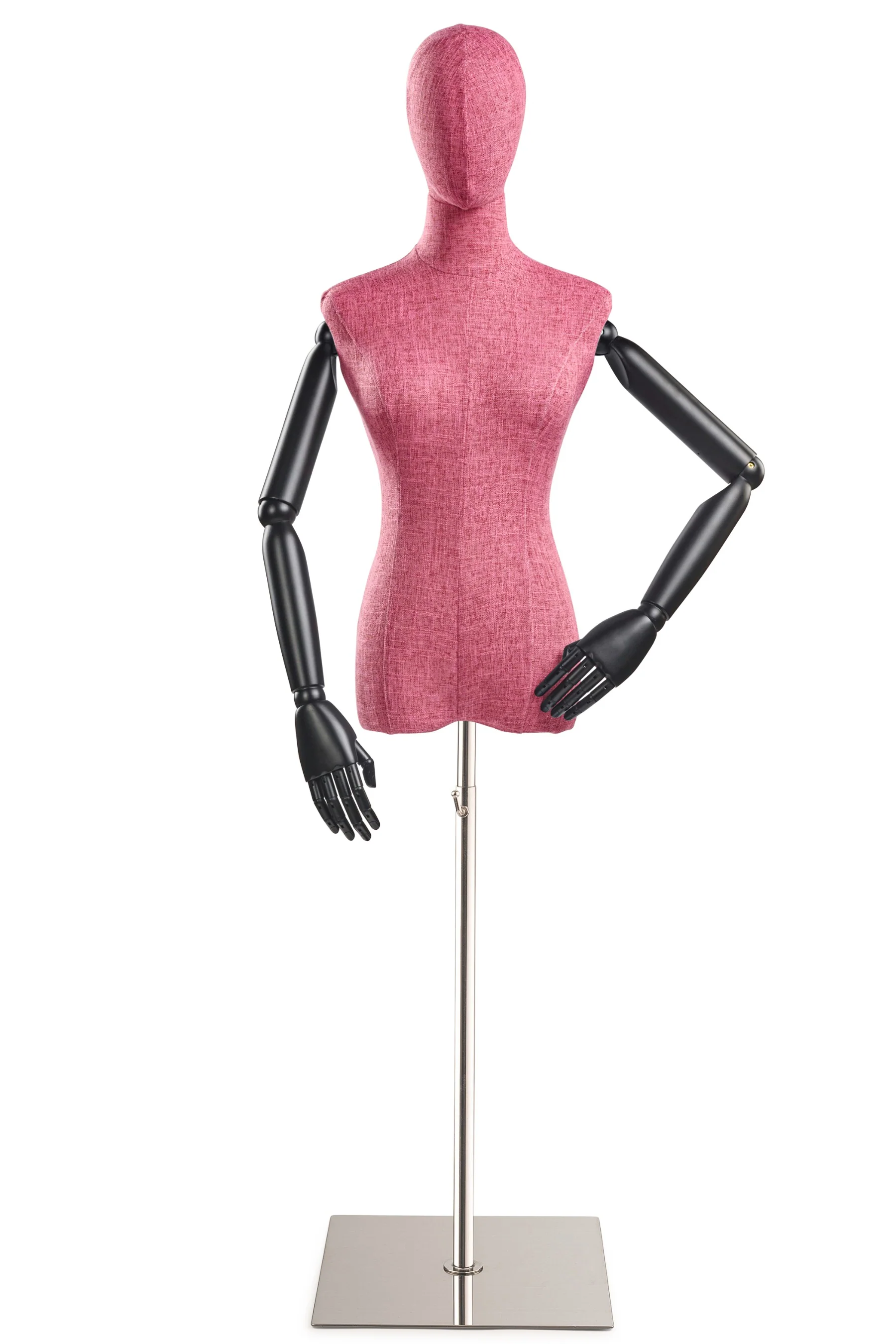 Female Display Dress Form on Metal Flat Base (Head & Arms Version) - Image 75
