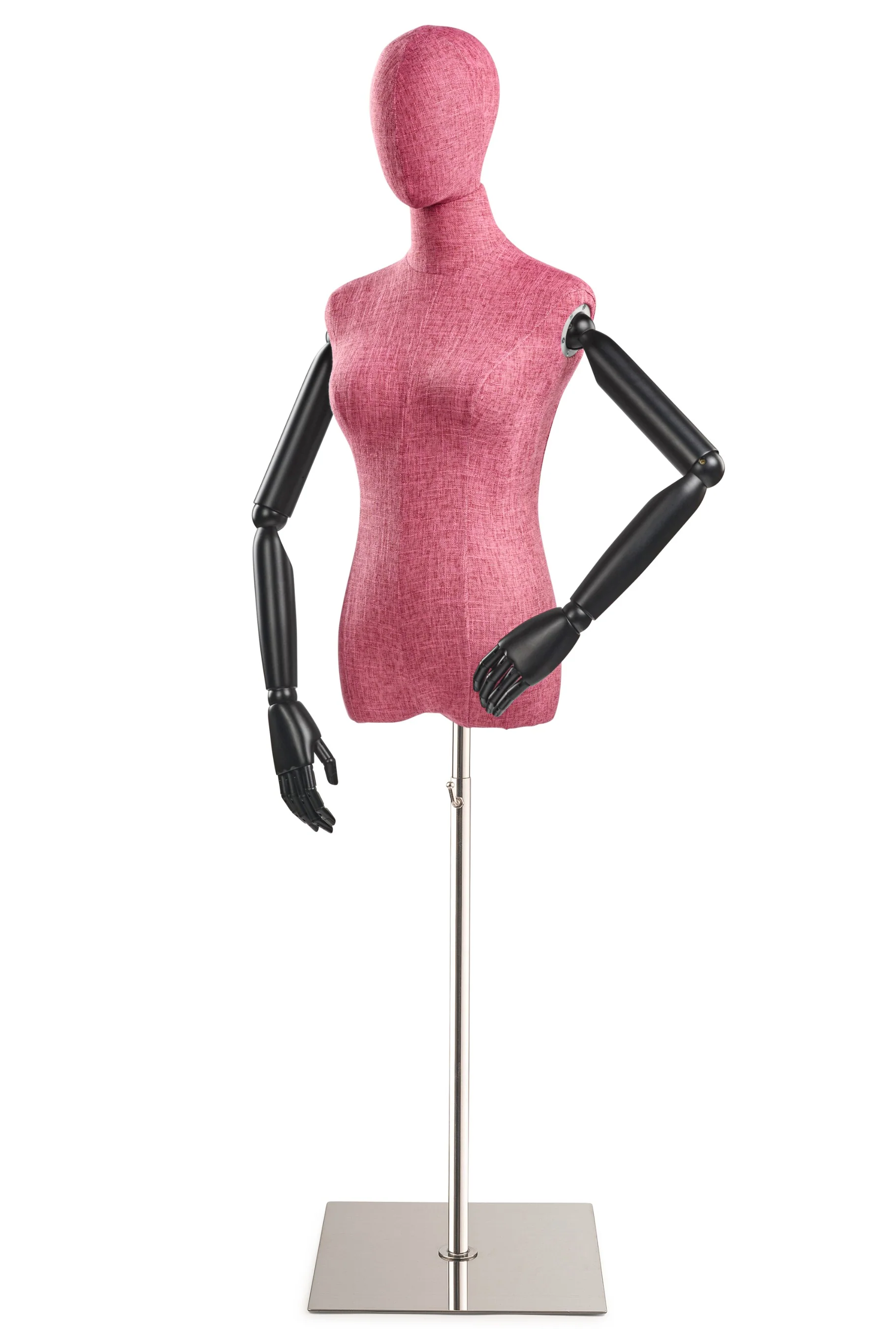 Female Display Dress Form on Metal Flat Base (Head & Arms Version) - Image 76
