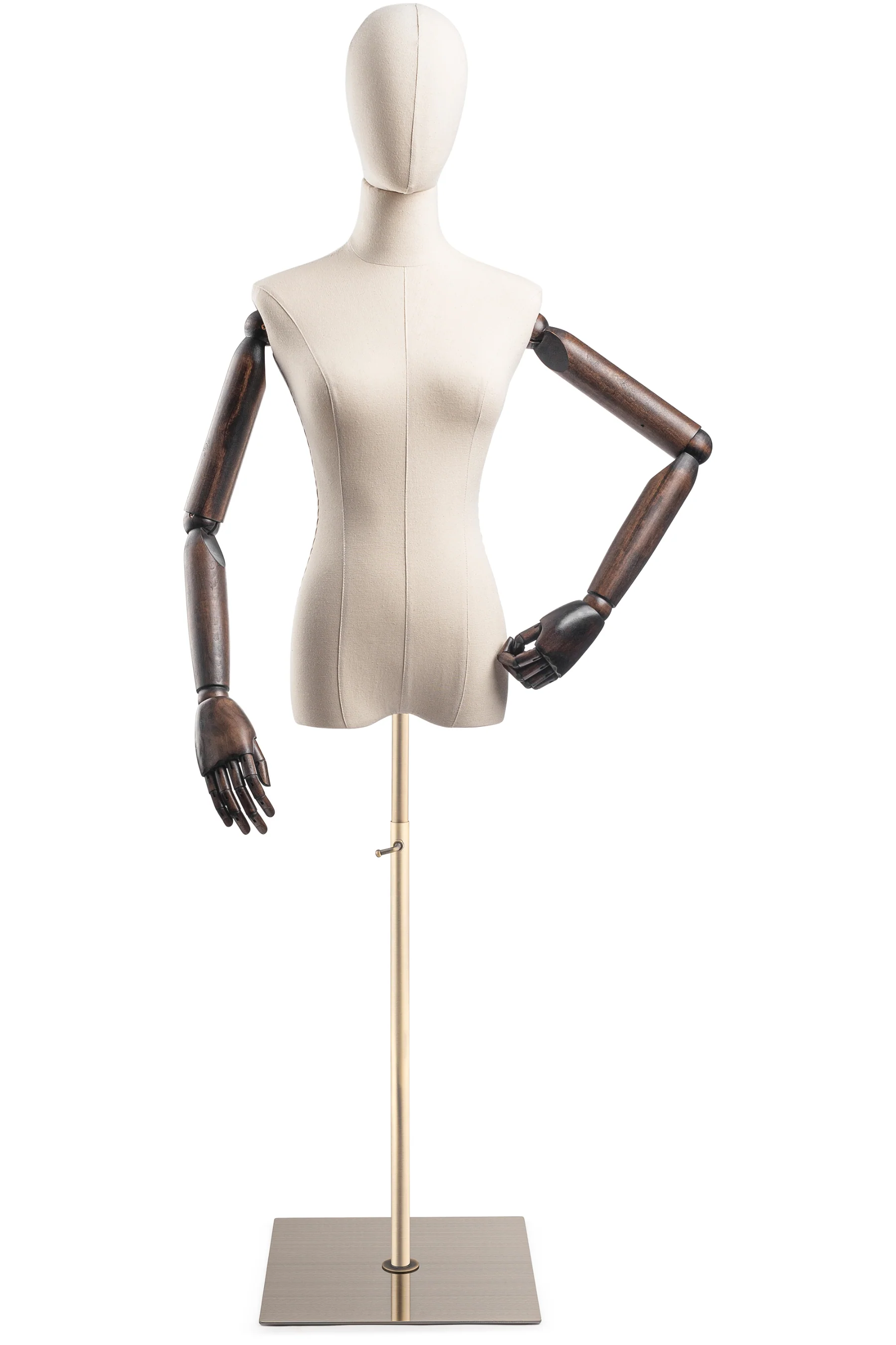 Female Display Dress Form on Metal Flat Base (Head & Arms Version) - Image 8