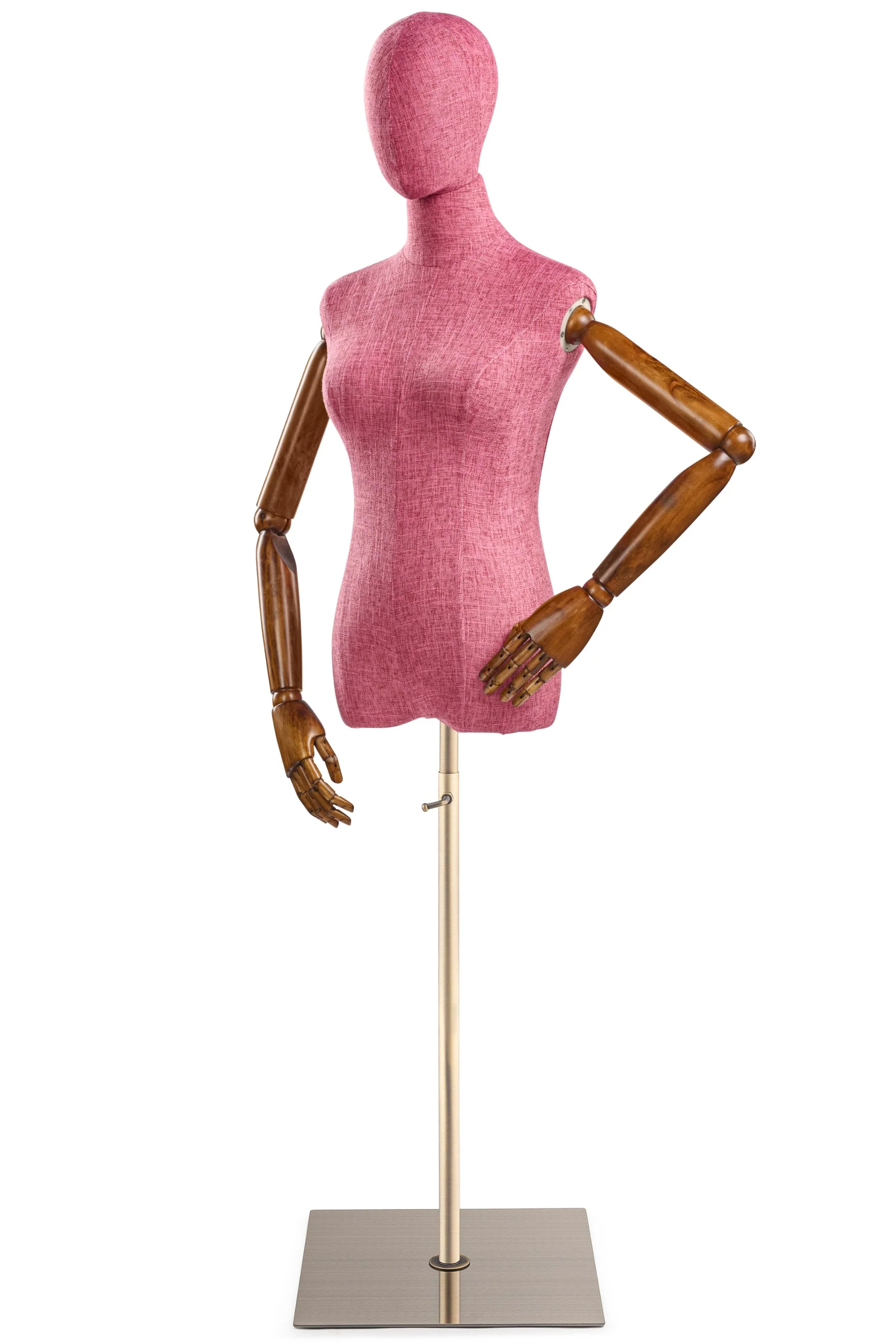 Female Display Dress Form on Metal Flat Base (Head & Arms Version) - Image 80