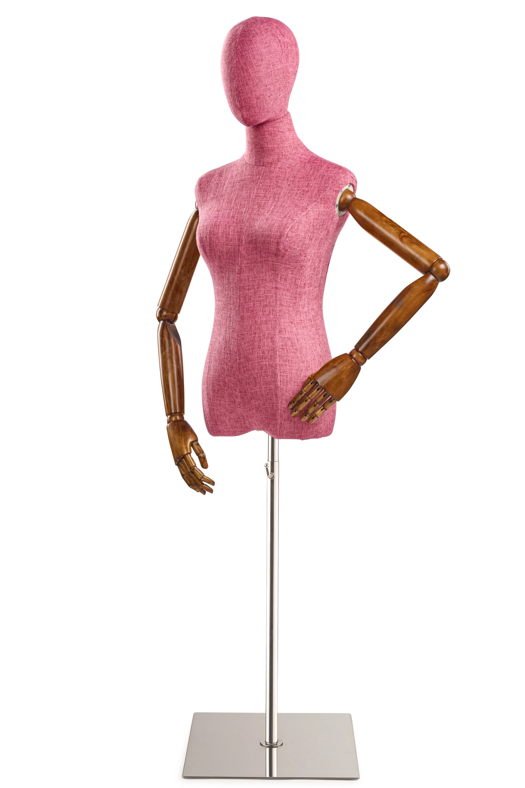 Female Display Dress Form on Metal Flat Base (Head & Arms Version) - Image 82