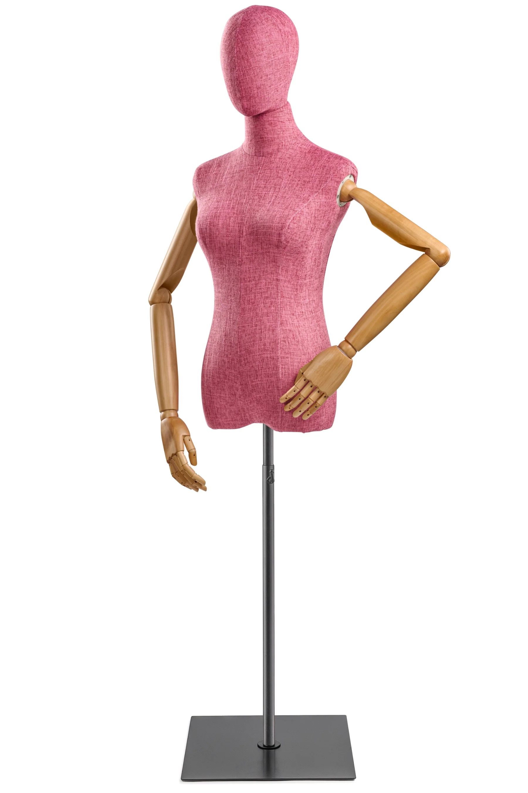 Female Display Dress Form on Metal Flat Base (Head & Arms Version) - Image 84