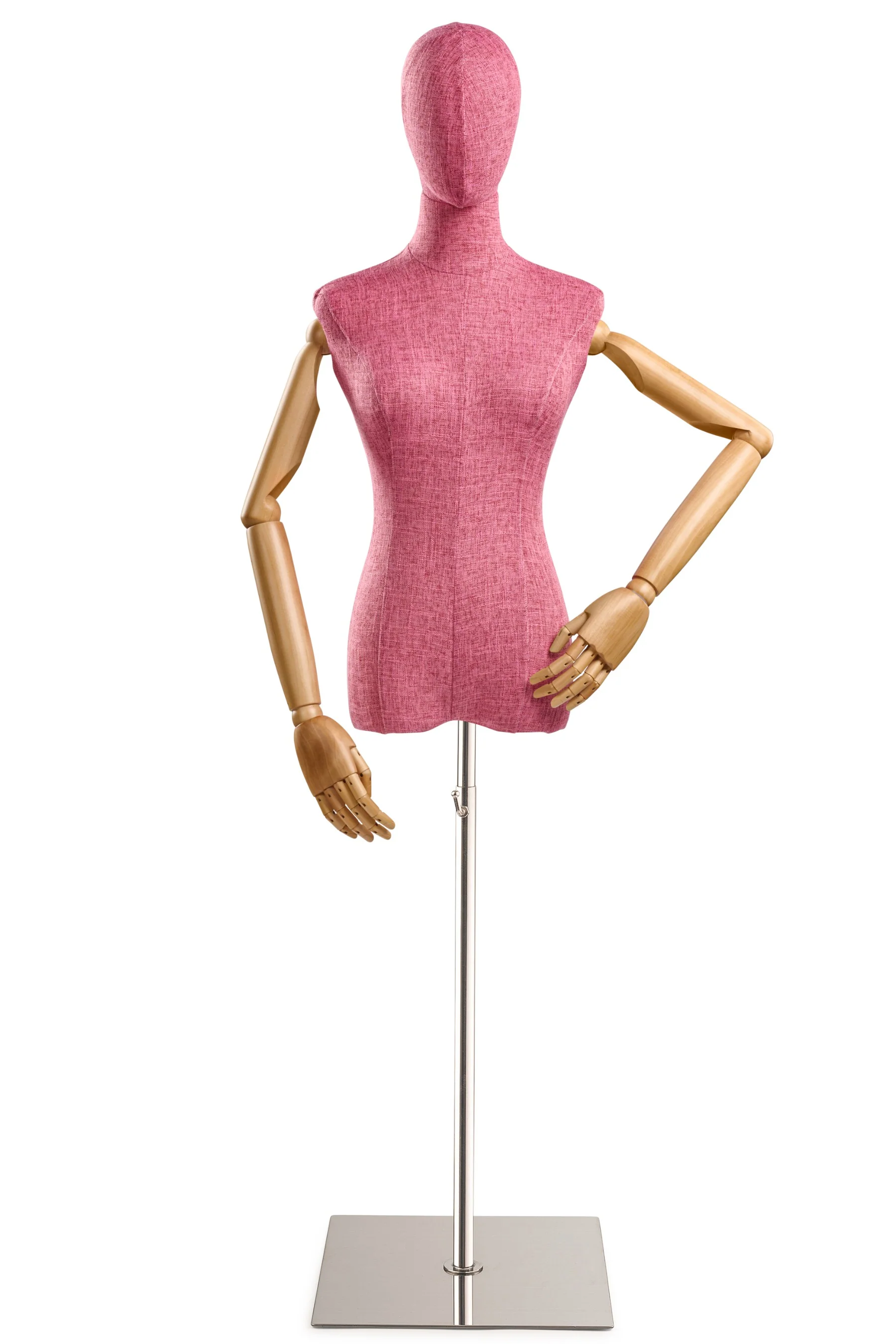 Female Display Dress Form on Metal Flat Base (Head & Arms Version) - Image 87