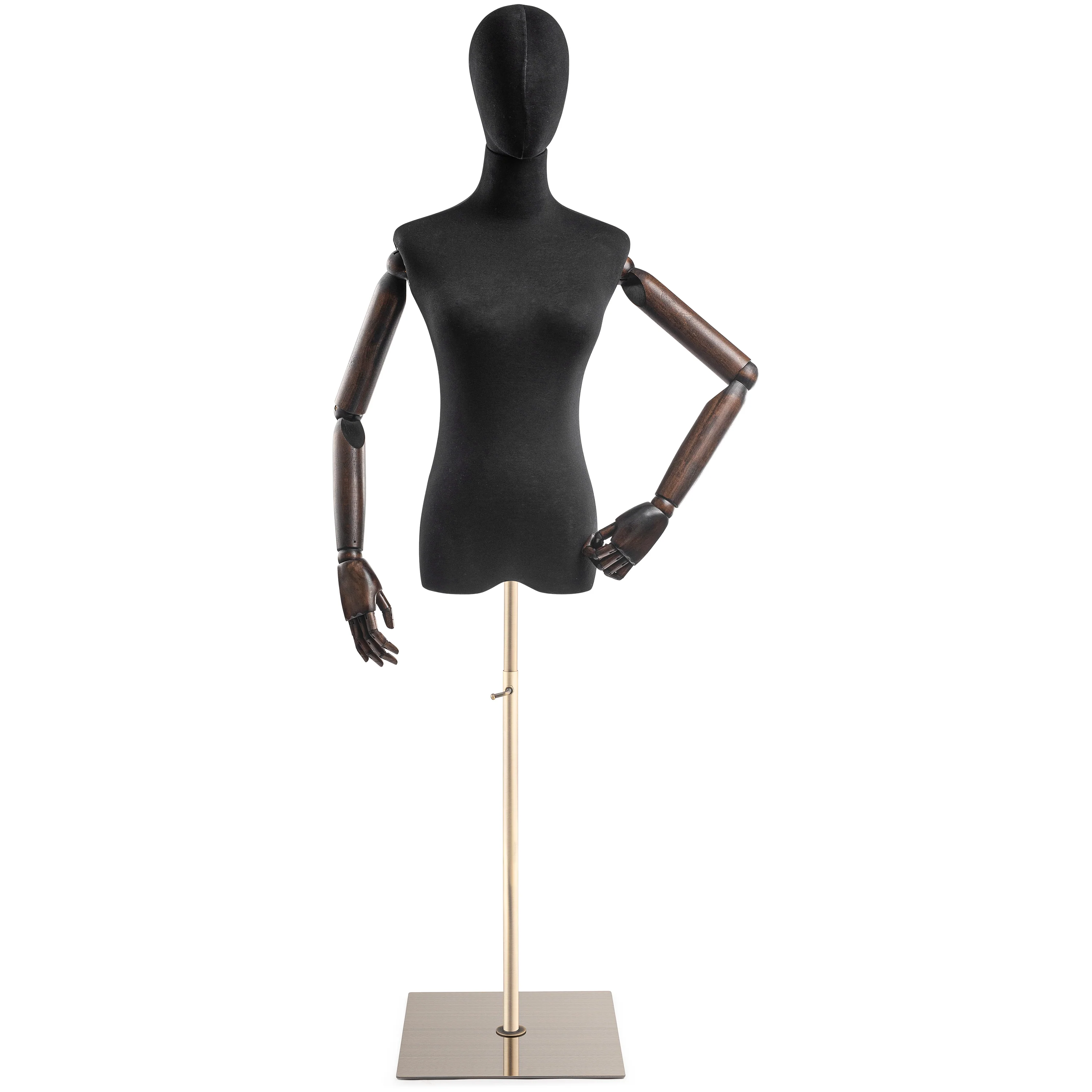 Female Display Dress Form on Metal Flat Base (Head & Arms Version) - Image 89