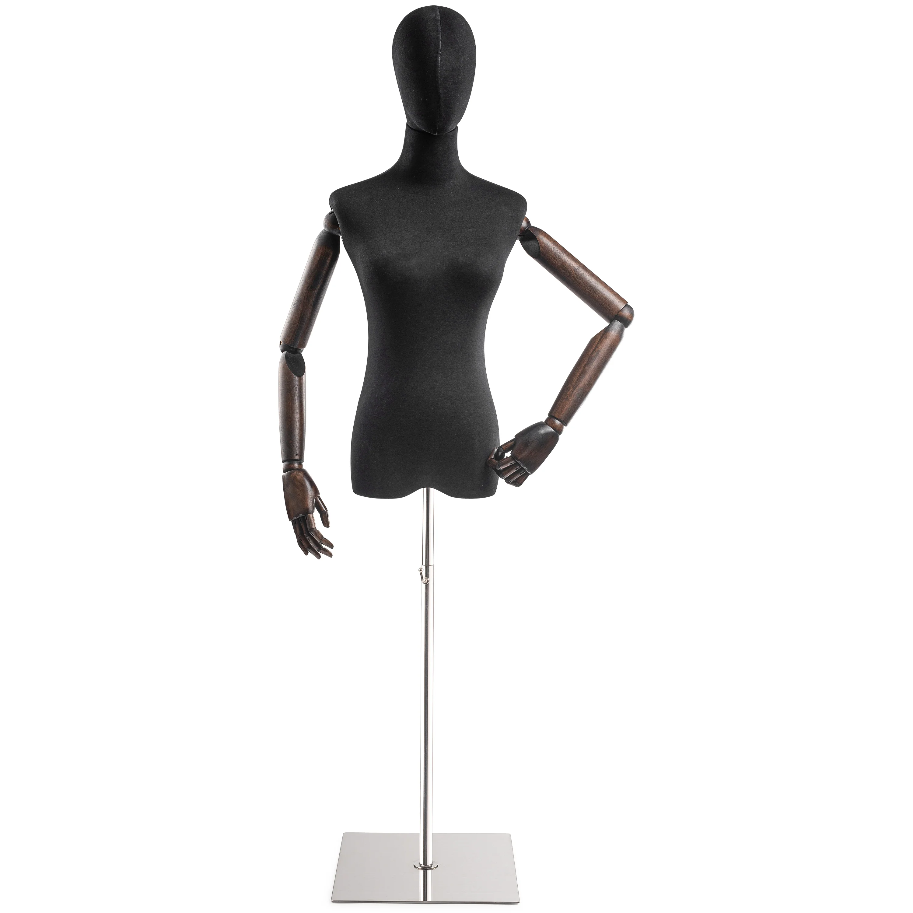 Female Display Dress Form on Metal Flat Base (Head & Arms Version) - Image 90