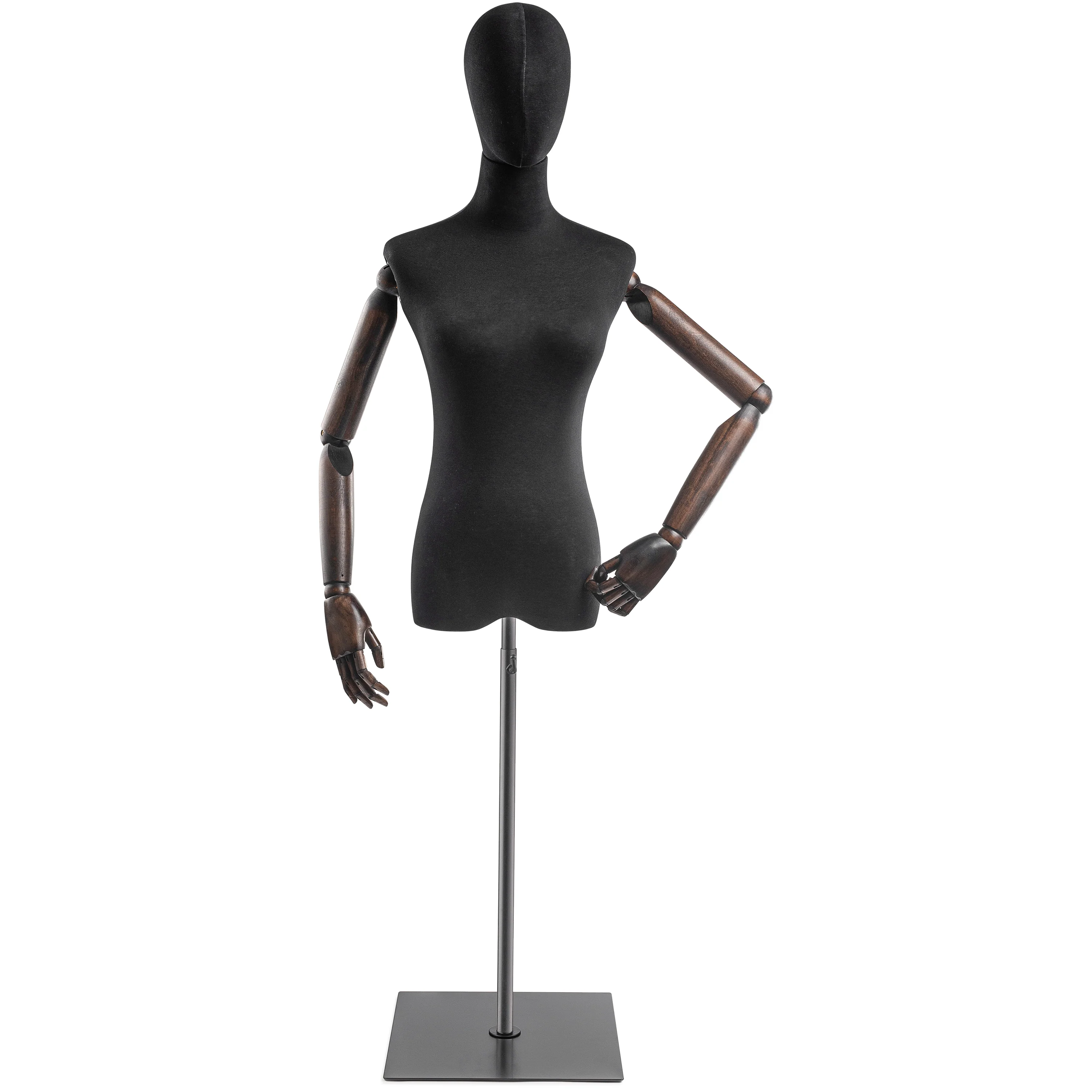 Female Display Dress Form on Metal Flat Base (Head & Arms Version) - Image 91