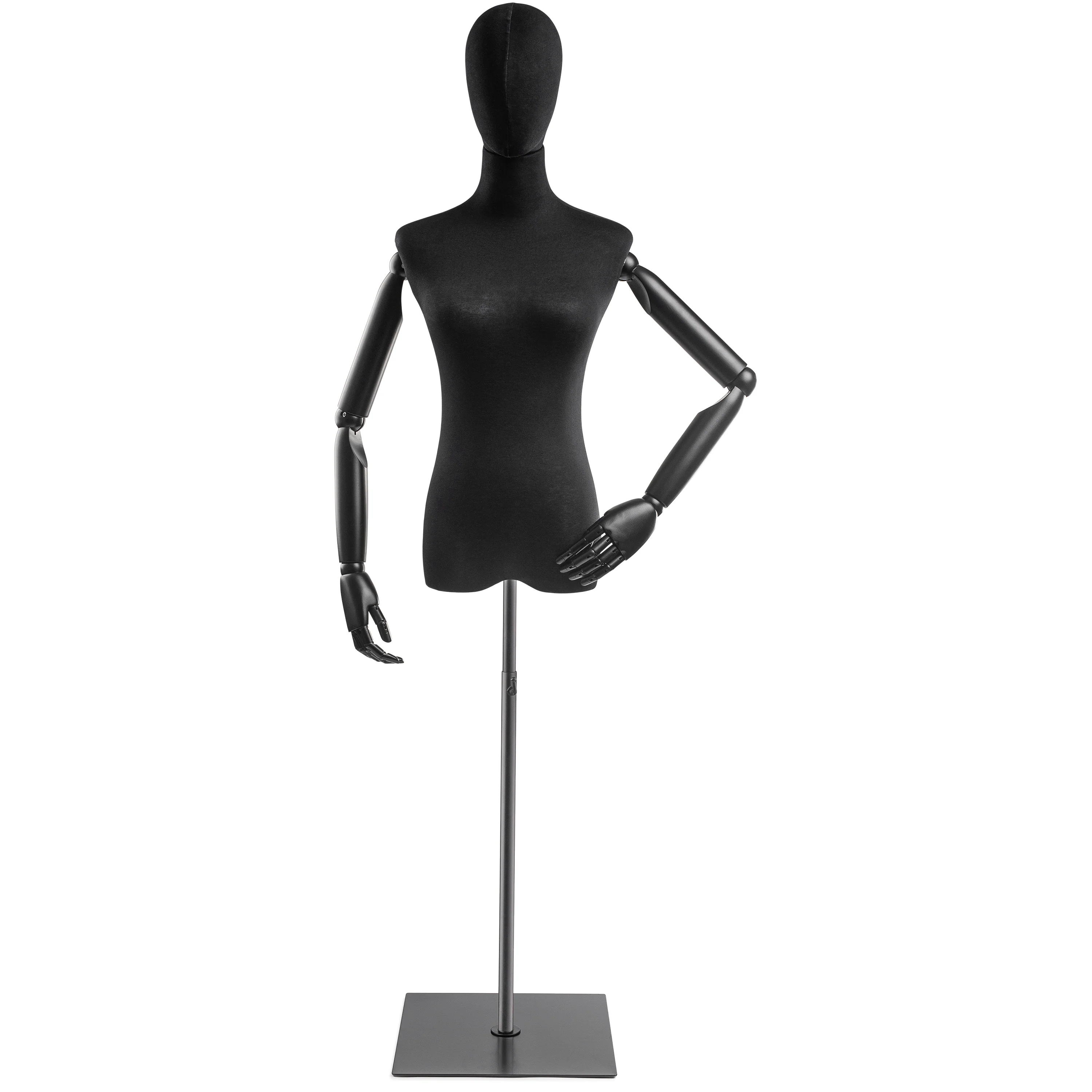 Female Display Dress Form on Metal Flat Base (Head & Arms Version) - Image 92