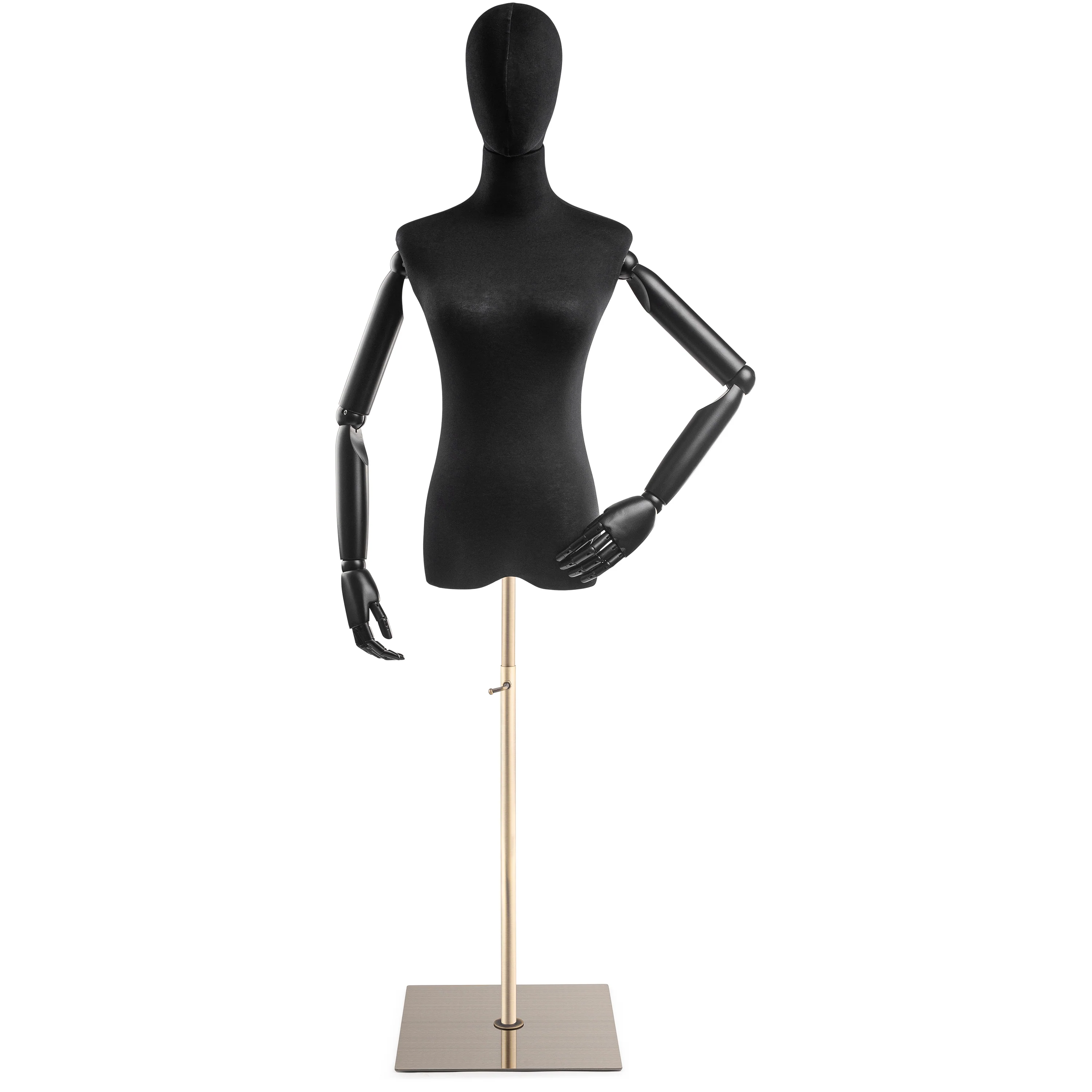 Female Display Dress Form on Metal Flat Base (Head & Arms Version) - Image 93