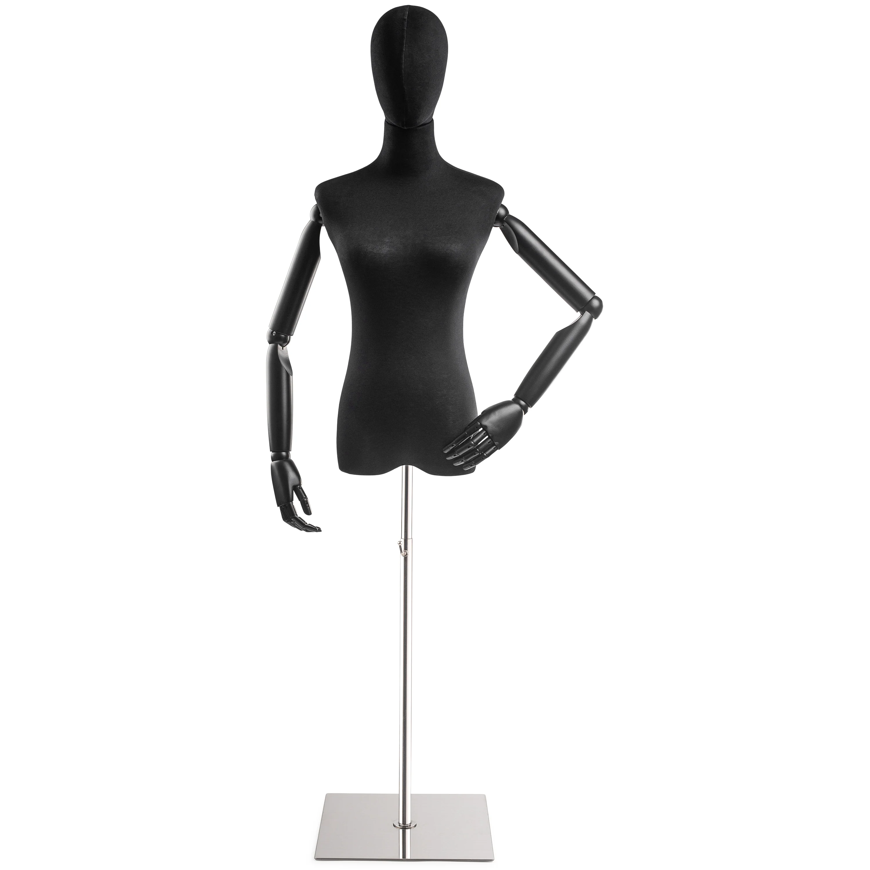 Female Display Dress Form on Metal Flat Base (Head & Arms Version) - Image 94