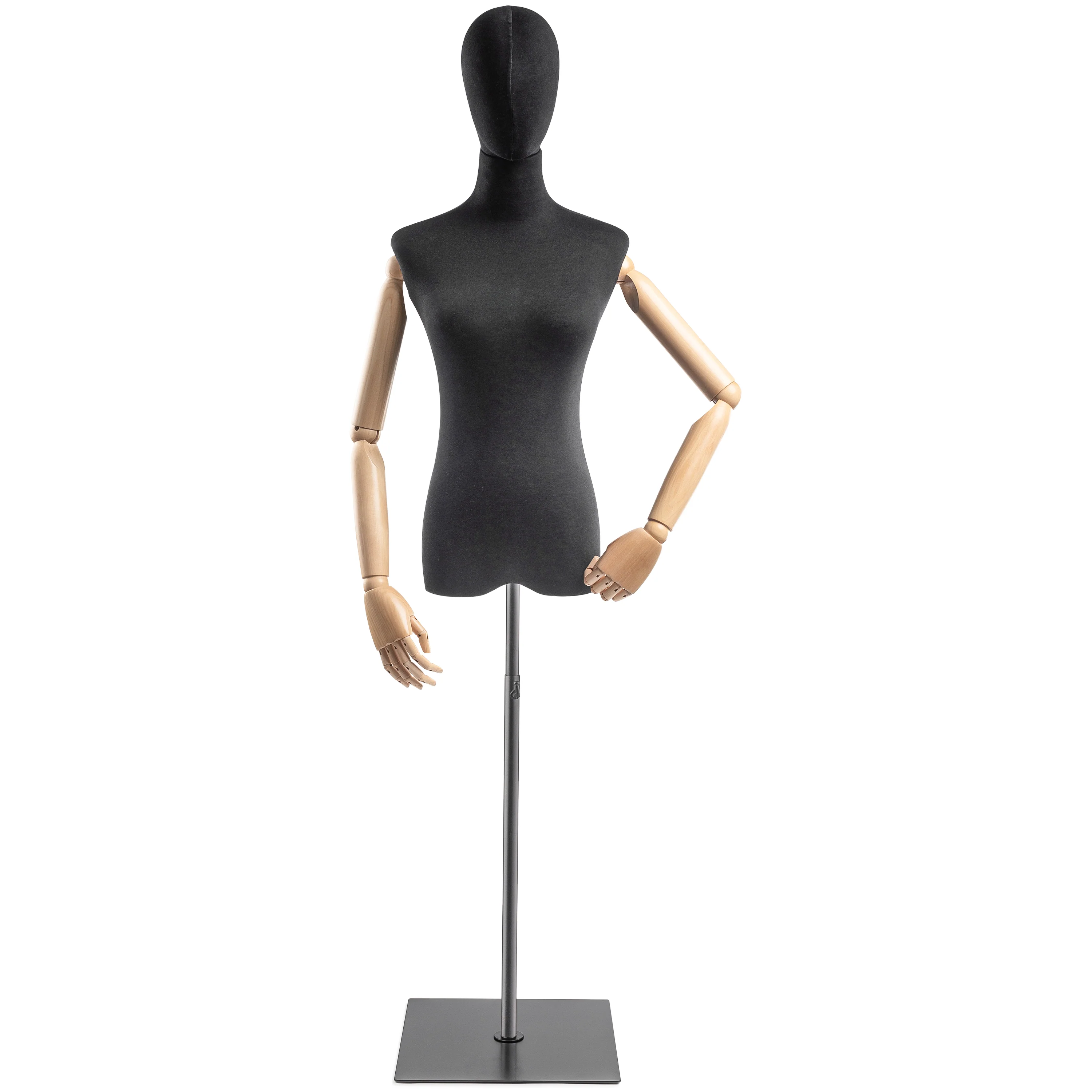 Female Display Dress Form on Metal Flat Base (Head & Arms Version) - Image 95