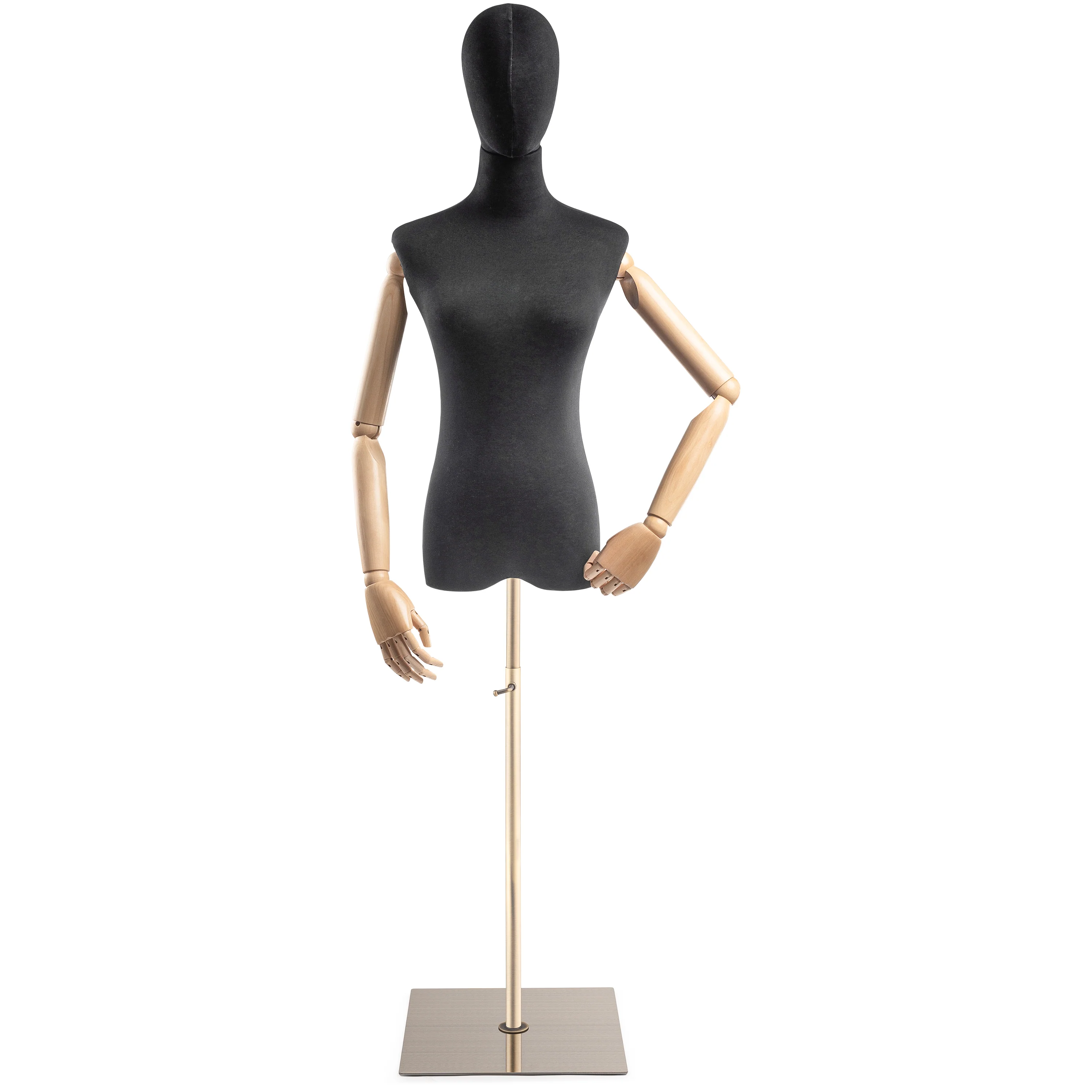 Female Display Dress Form on Metal Flat Base (Head & Arms Version) - Image 96