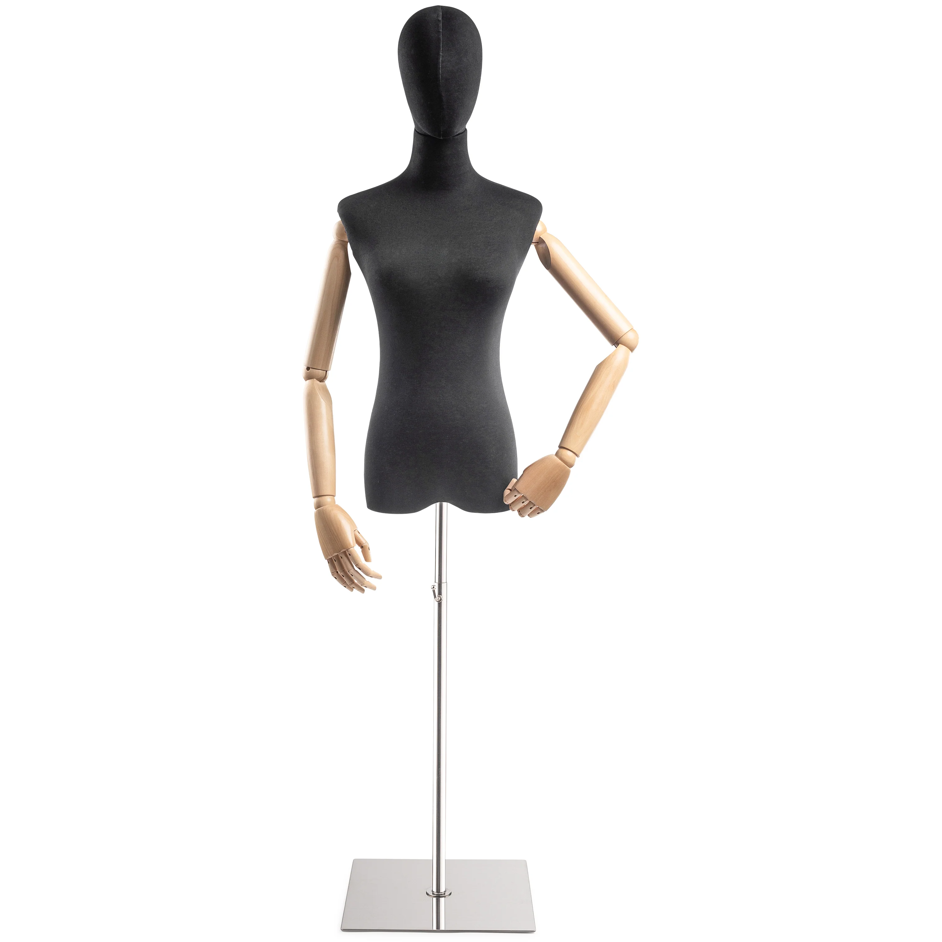 Female Display Dress Form on Metal Flat Base (Head & Arms Version) - Image 97