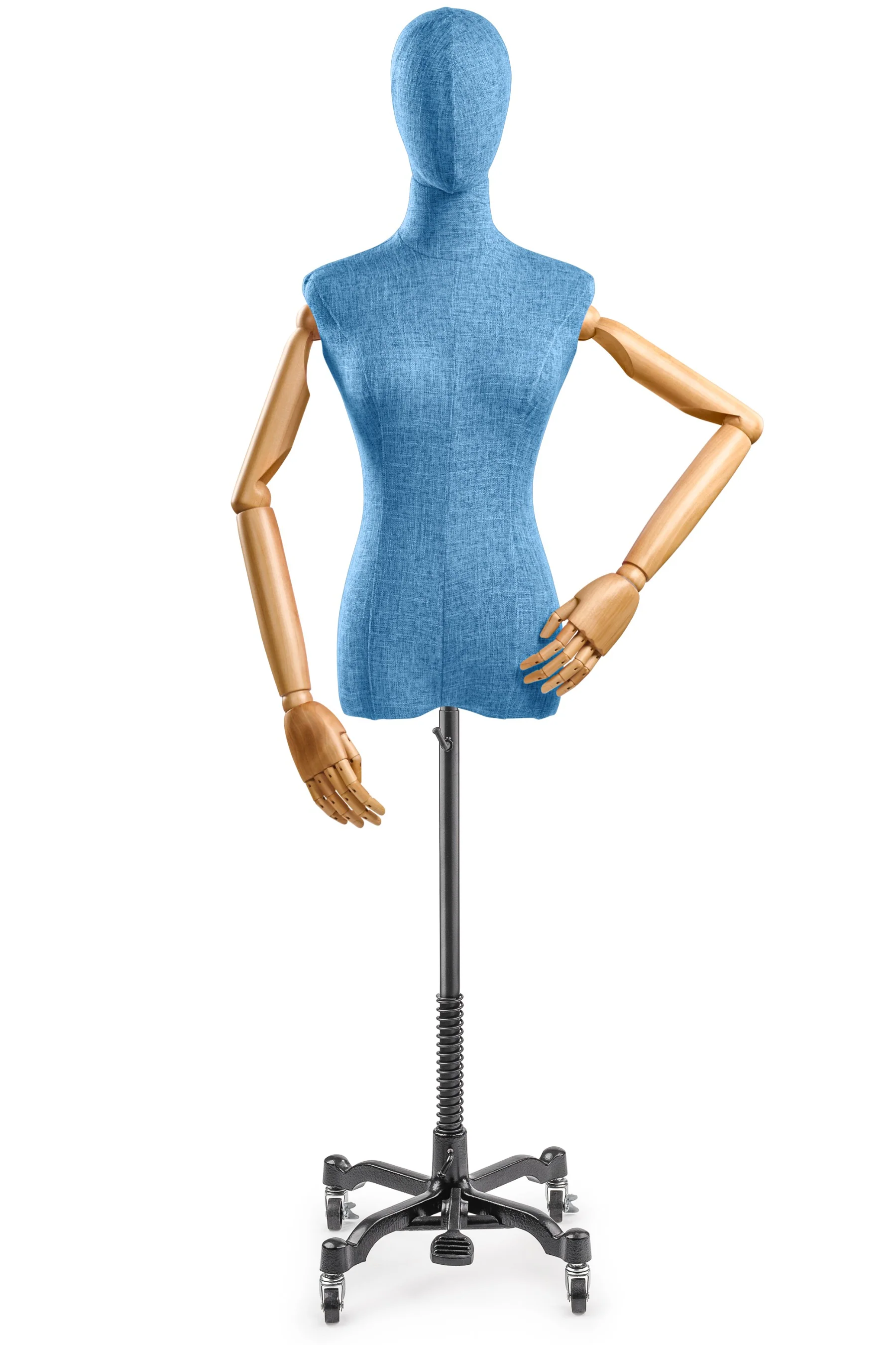 Female Display Dress Form on Metal Rolling Base (Head & Arms Version) - Image 132