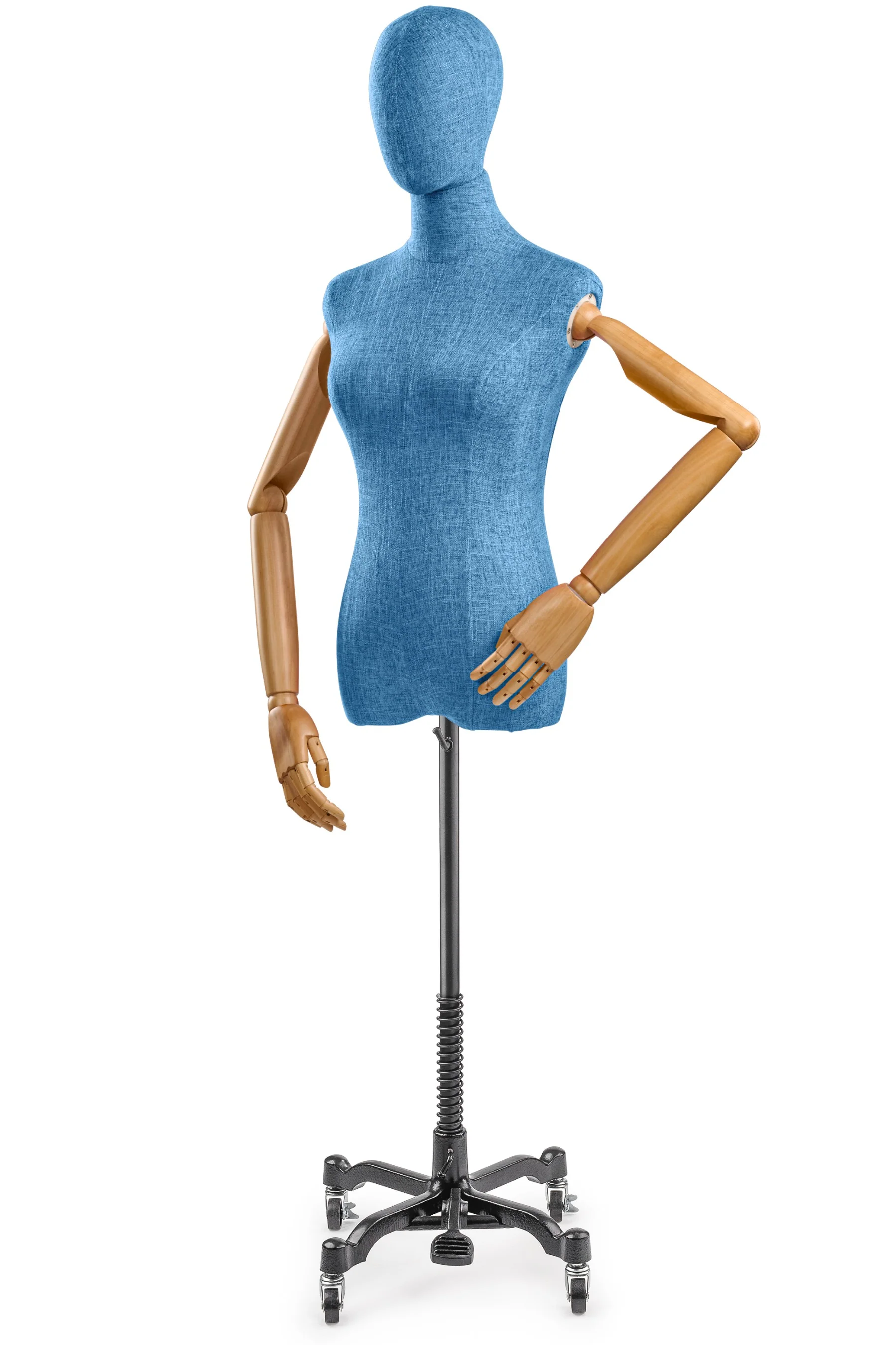 Female Display Dress Form on Metal Rolling Base (Head & Arms Version) - Image 133