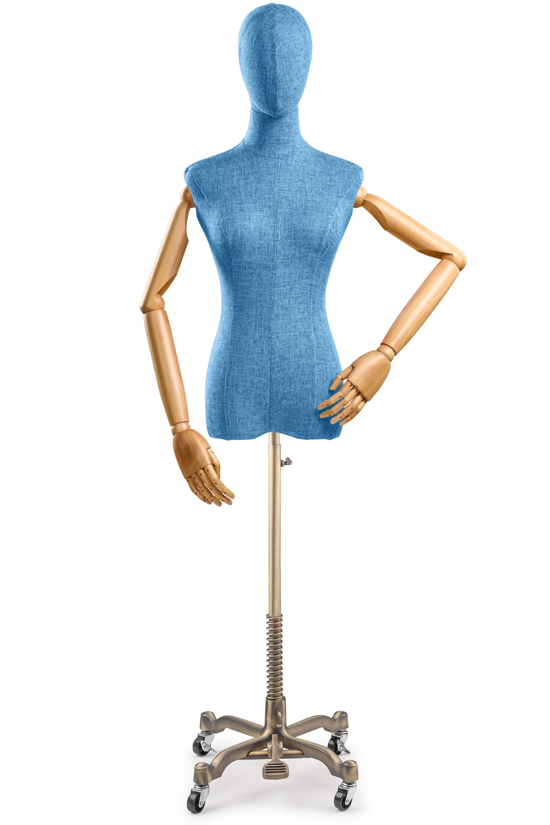 Female Display Dress Form on Metal Rolling Base (Head & Arms Version) - Image 134