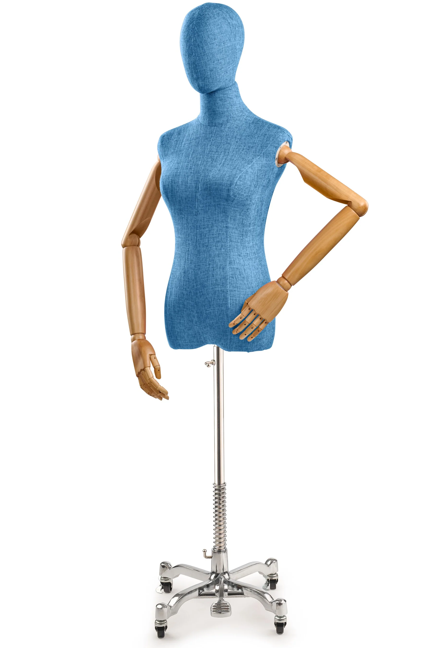 Female Display Dress Form on Metal Rolling Base (Head & Arms Version) - Image 137