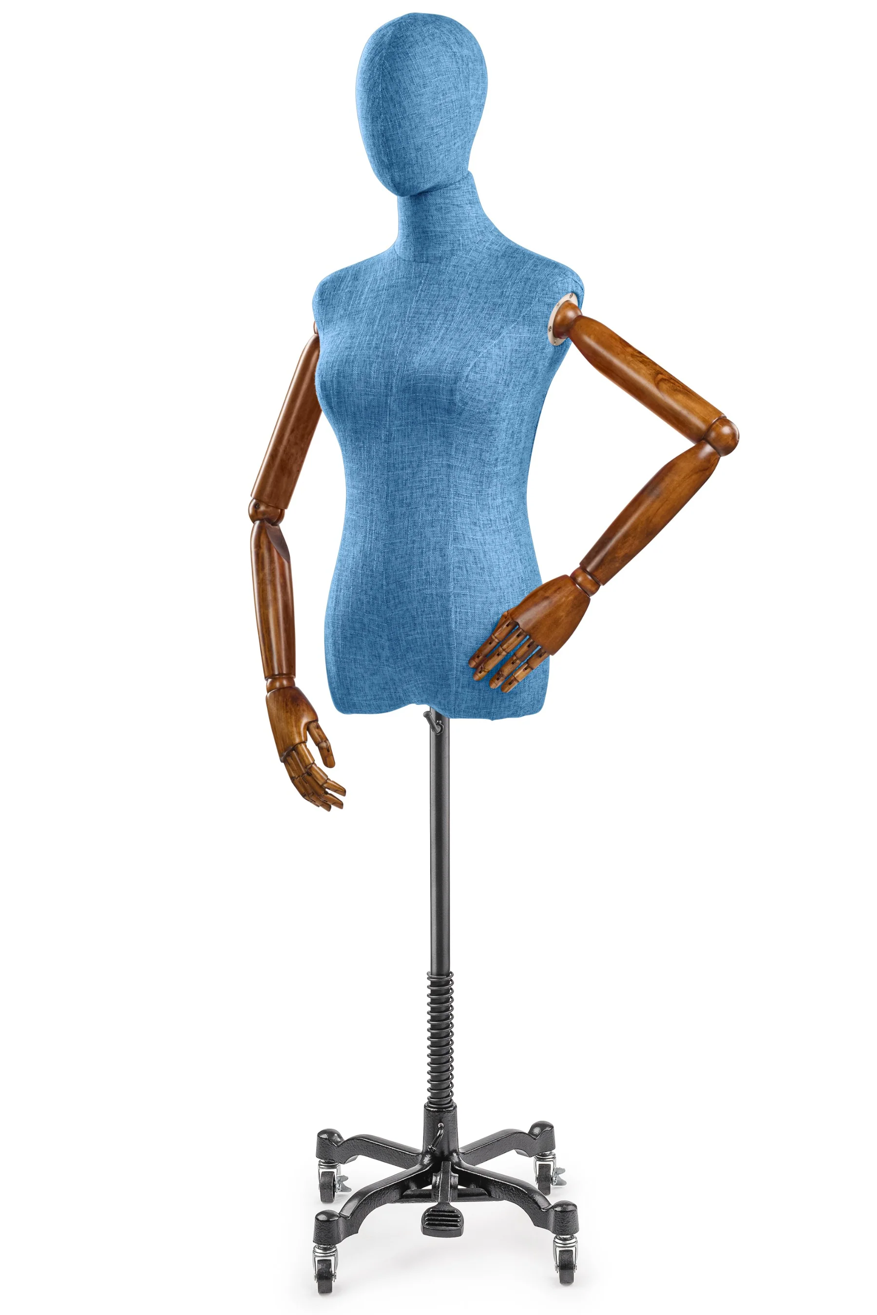 Female Display Dress Form on Metal Rolling Base (Head & Arms Version) - Image 139