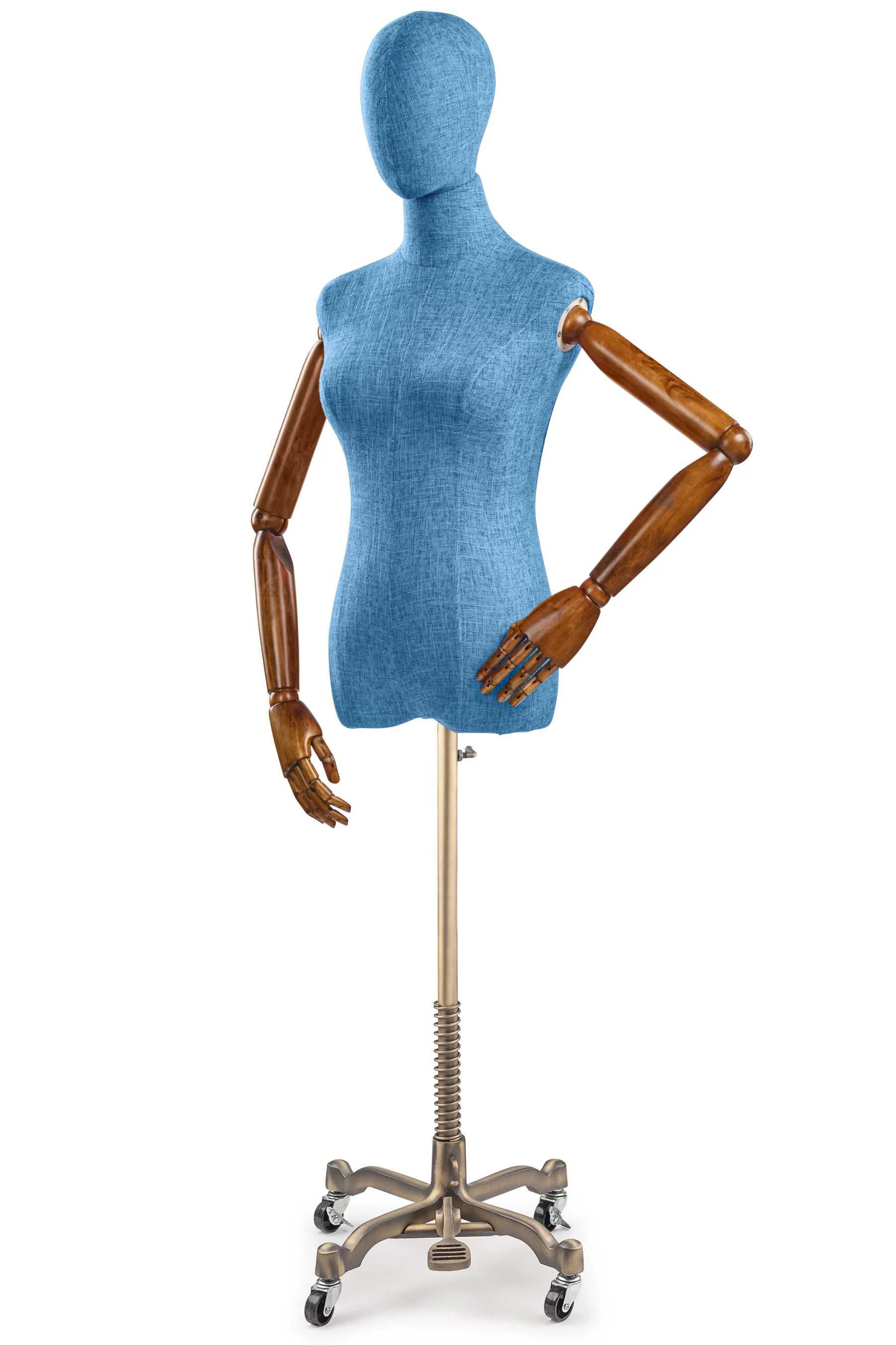 Female Display Dress Form on Metal Rolling Base (Head & Arms Version) - Image 141