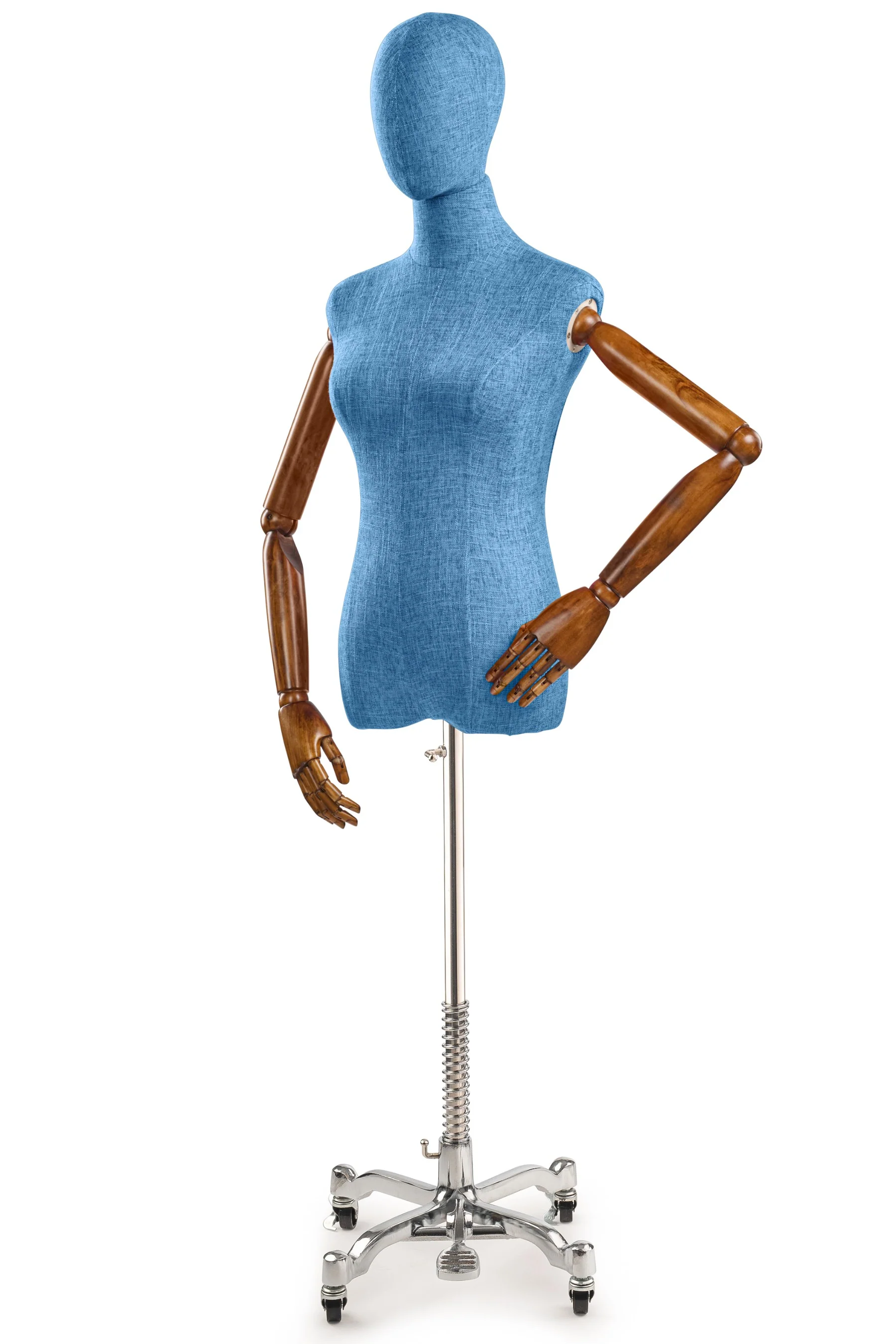 Female Display Dress Form on Metal Rolling Base (Head & Arms Version) - Image 143