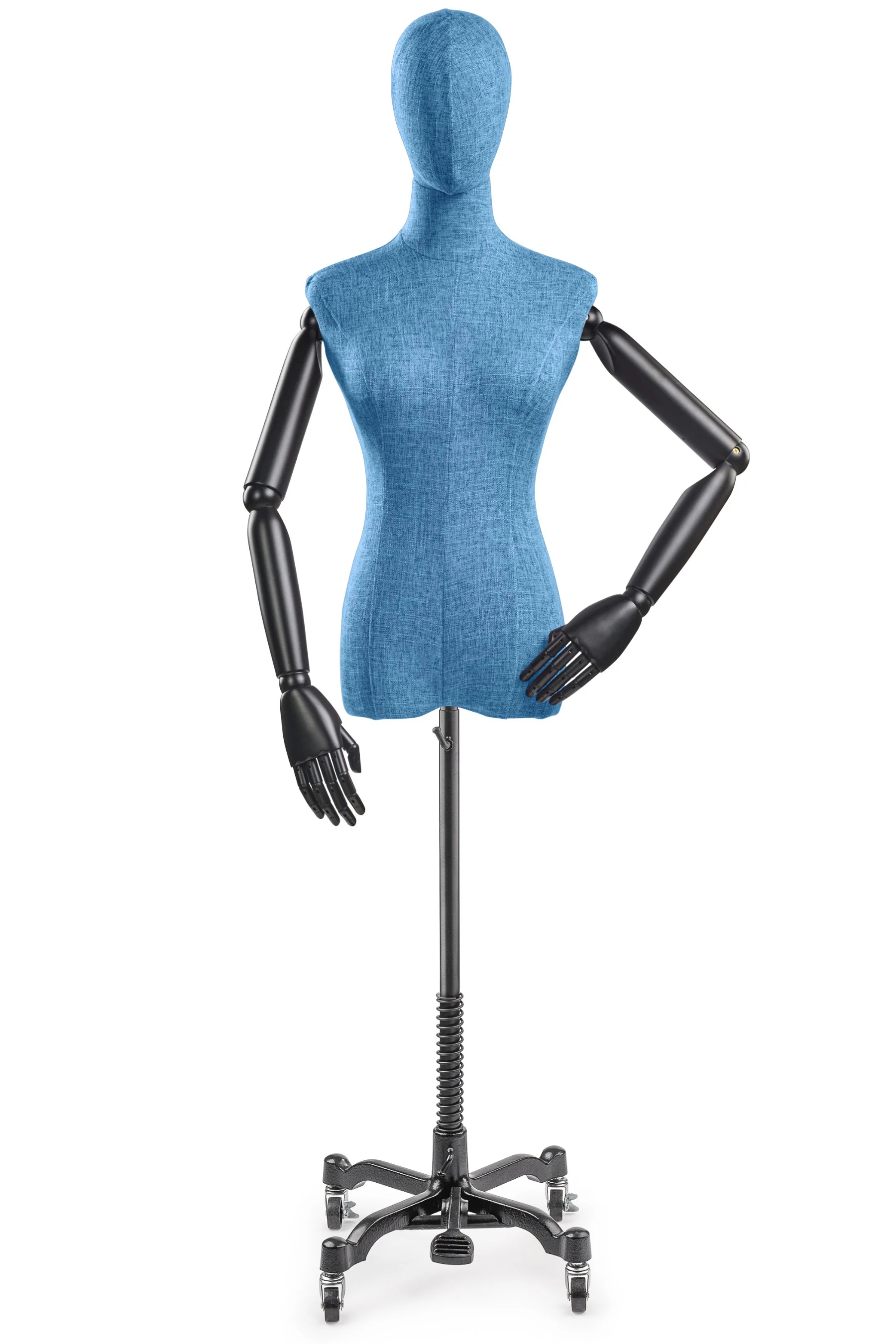 Female Display Dress Form on Metal Rolling Base (Head & Arms Version) - Image 144