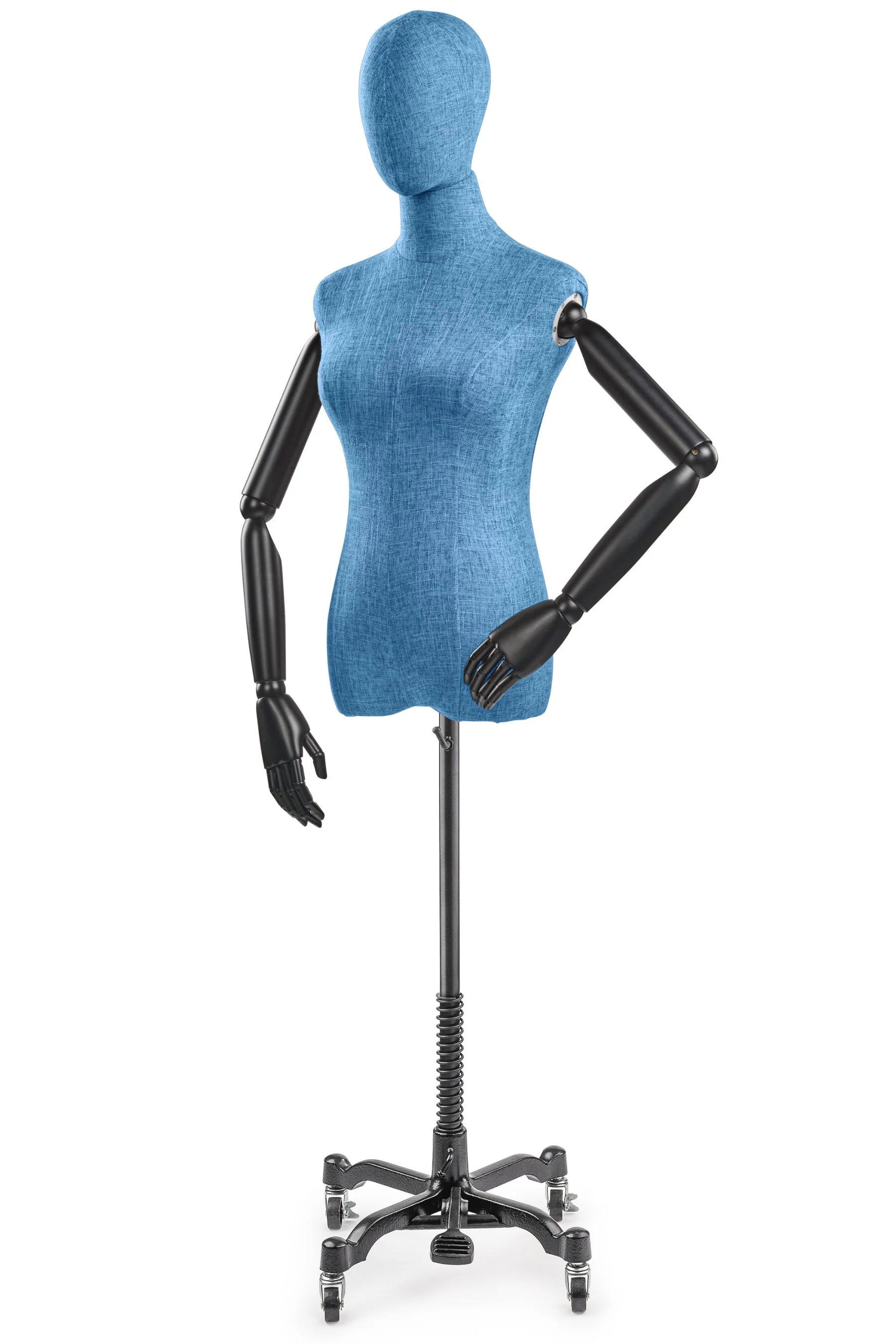 Female Display Dress Form on Metal Rolling Base (Head & Arms Version) - Image 145