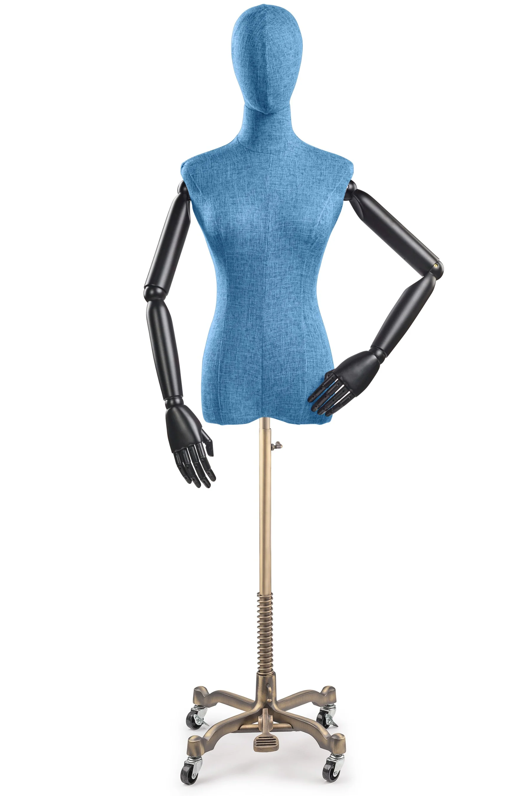 Female Display Dress Form on Metal Rolling Base (Head & Arms Version) - Image 146