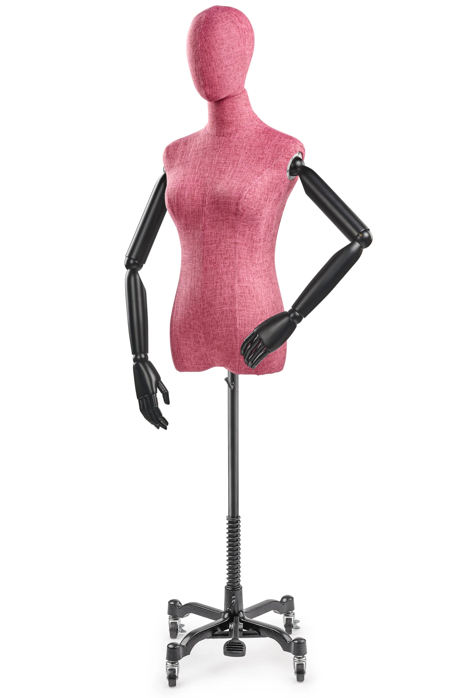 Female Display Dress Form on Metal Rolling Base (Head & Arms Version) - Image 91