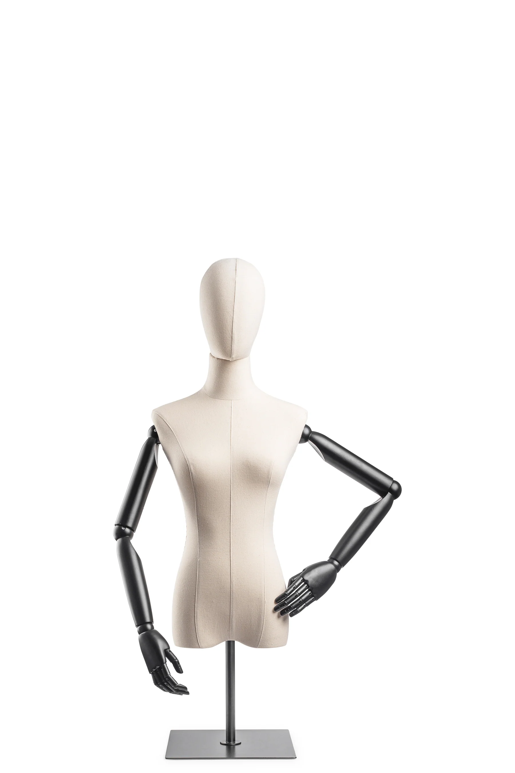 Female Display Dress Form on Metal Tabletop Base (Head & Arms Version) - Image 17