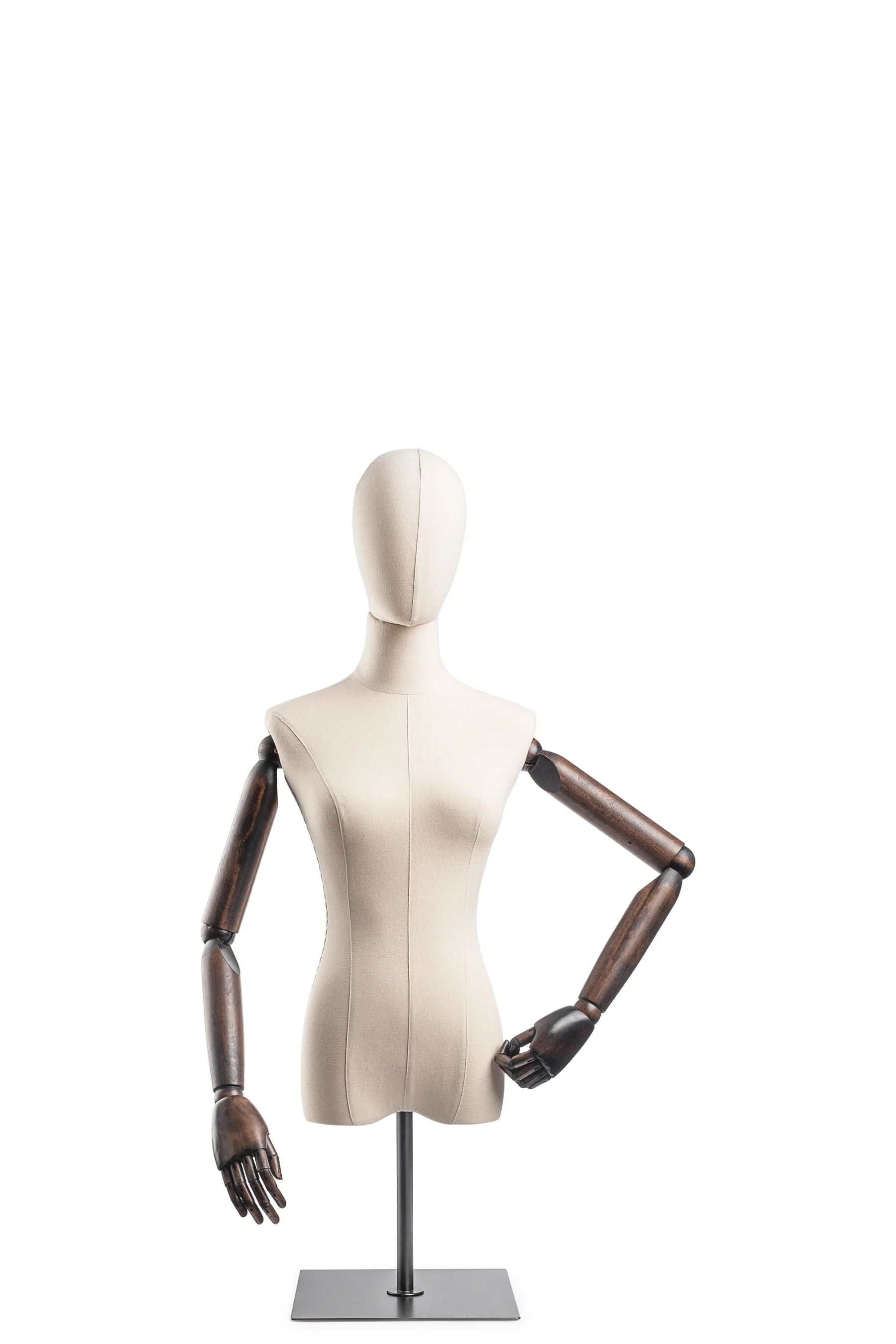 Female Display Dress Form on Metal Tabletop Base (Head & Arms Version) - Image 23