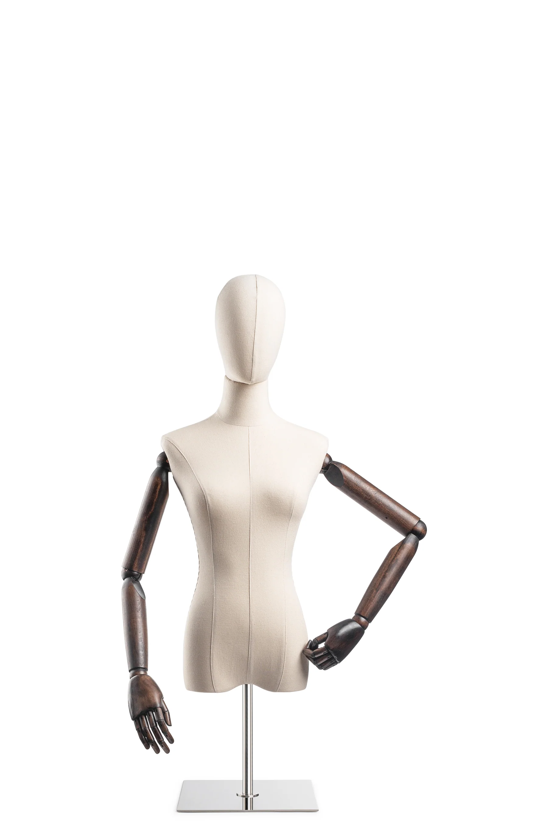 Female Display Dress Form on Metal Tabletop Base (Head & Arms Version) - Image 25