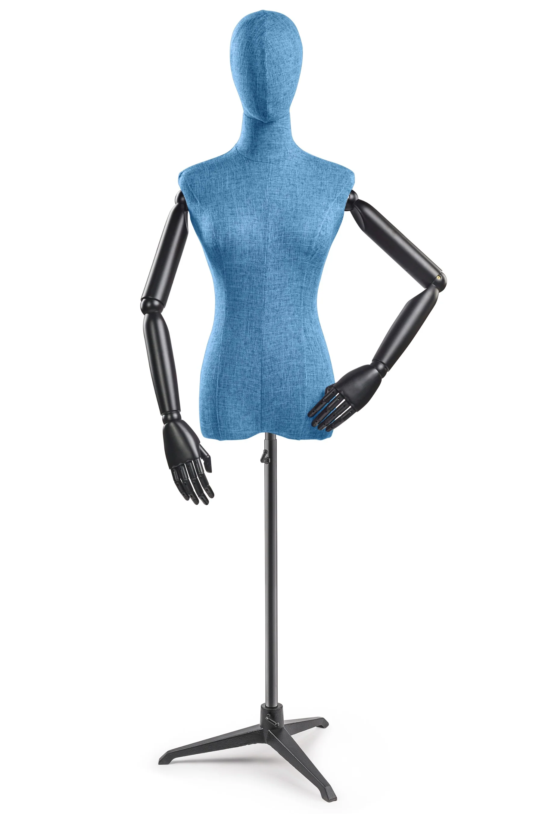 Female Display Dress Form on Metal Tripod Base (Head & Arms Version) - Image 17