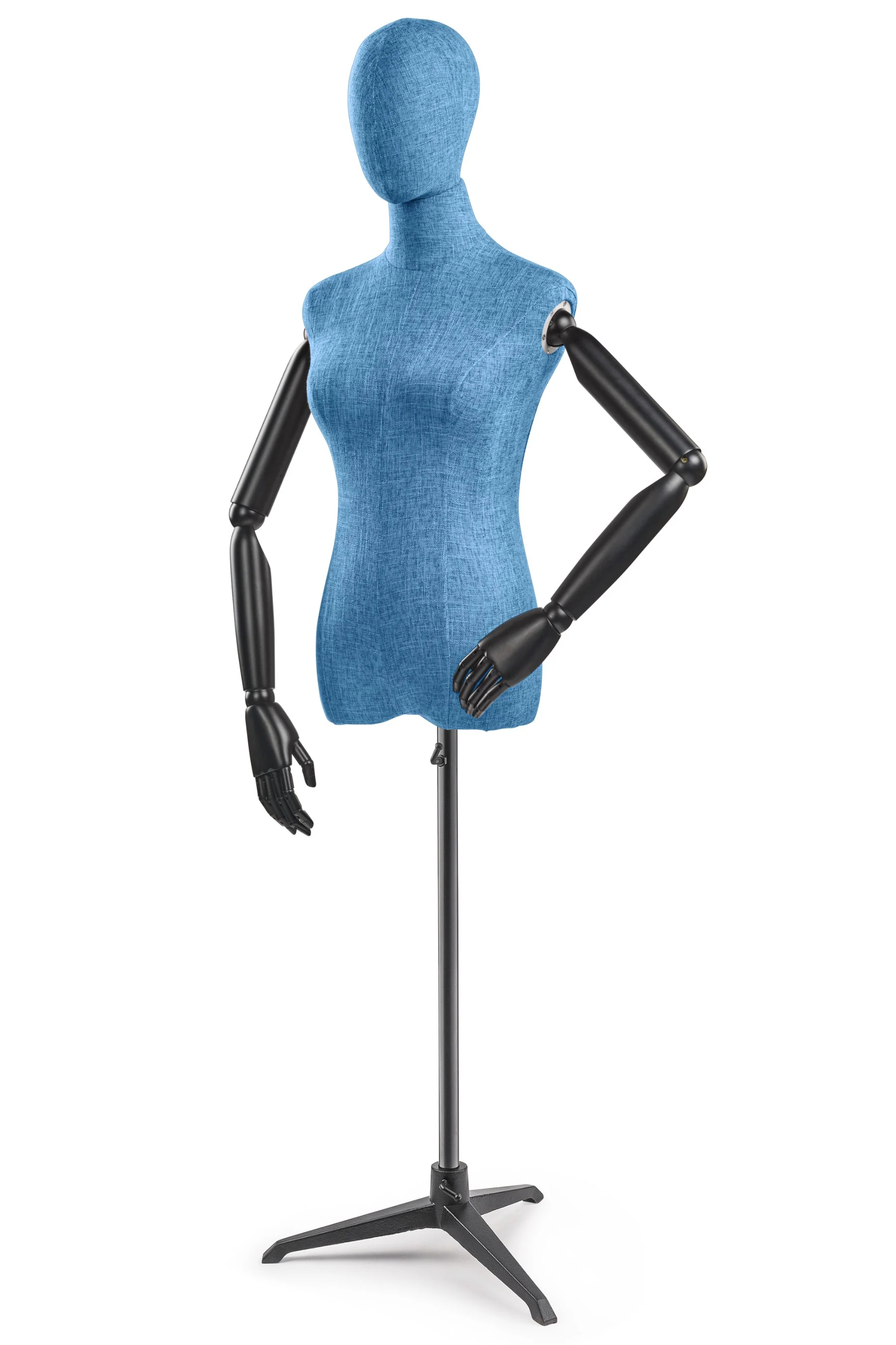 Female Display Dress Form on Metal Tripod Base (Head & Arms Version) - Image 18