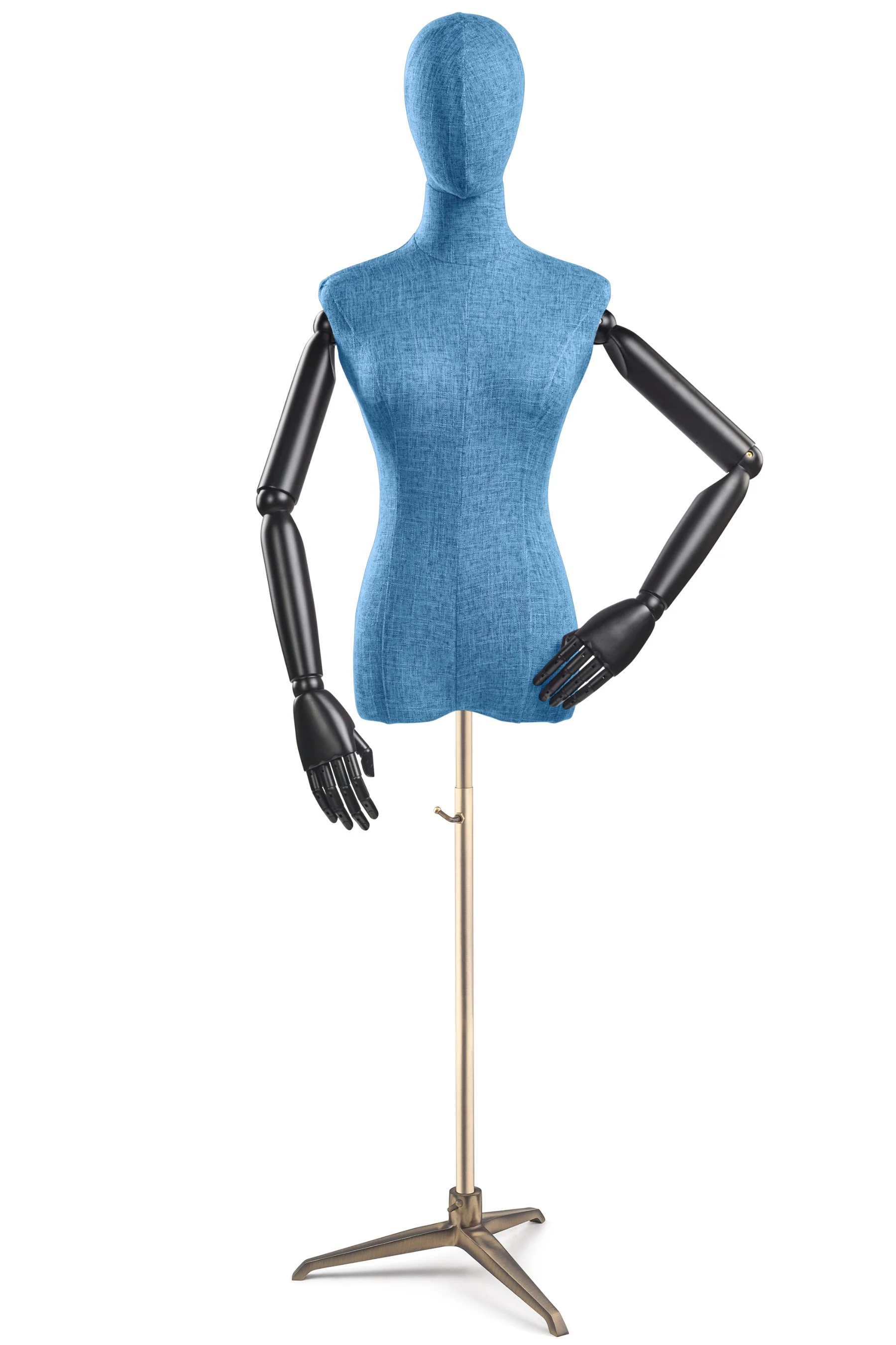 Female Display Dress Form on Metal Tripod Base (Head & Arms Version) - Image 19