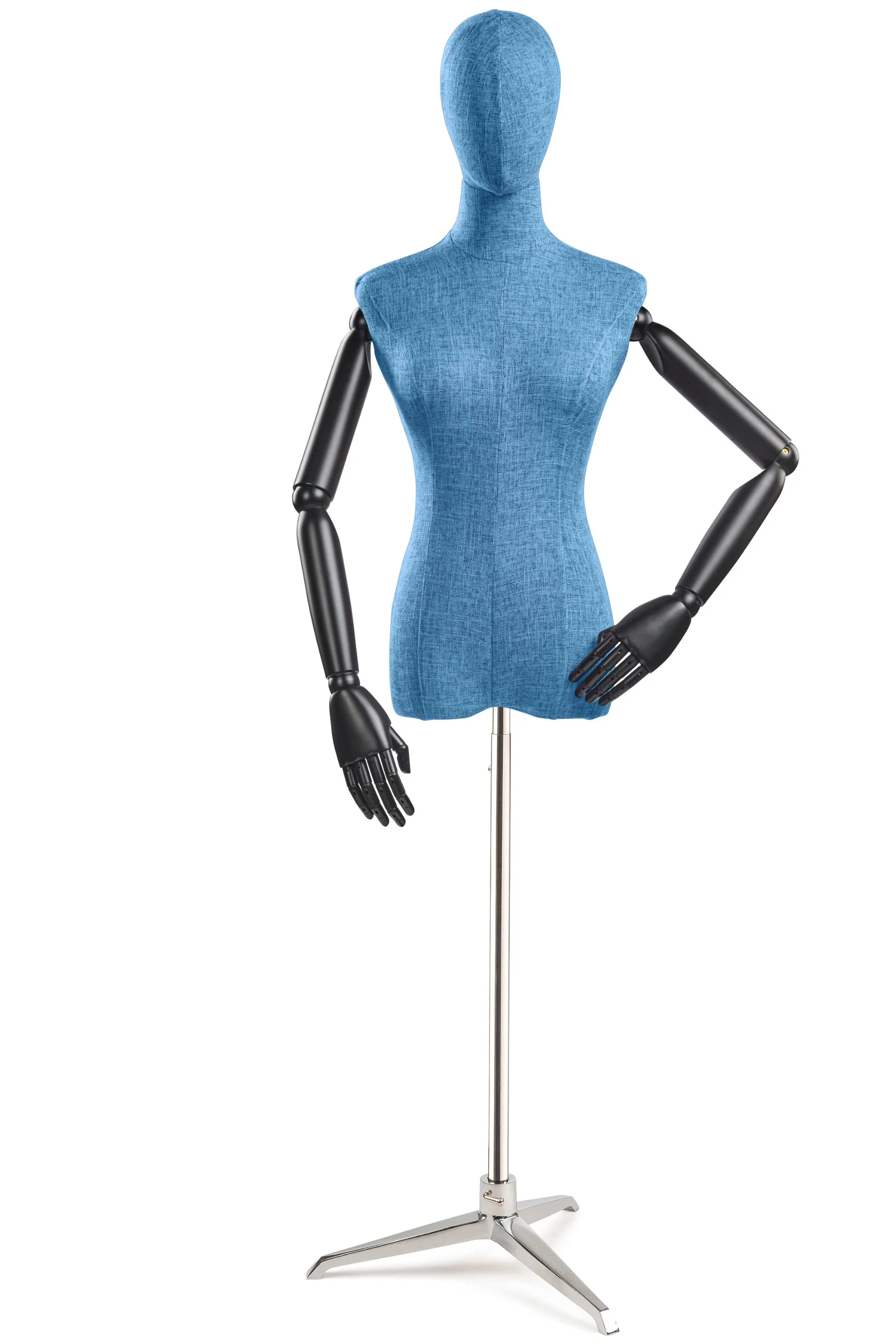 Female Display Dress Form on Metal Tripod Base (Head & Arms Version) - Image 21