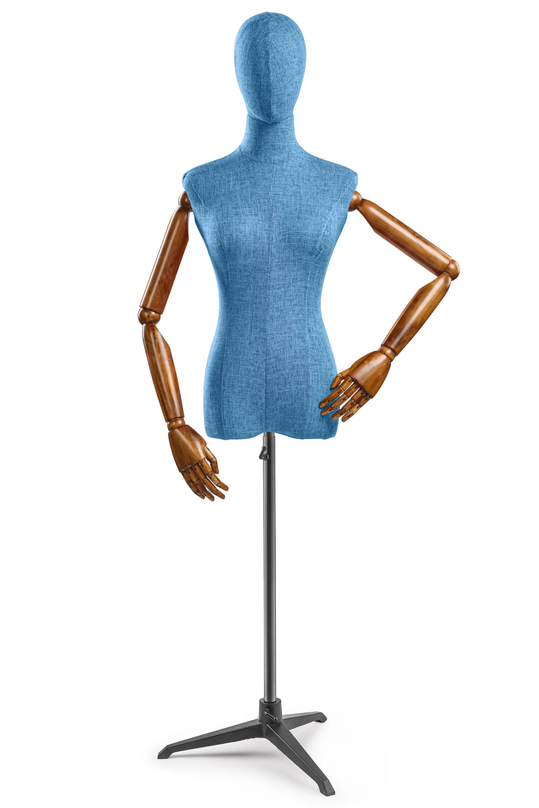 Female Display Dress Form on Metal Tripod Base (Head & Arms Version) - Image 23
