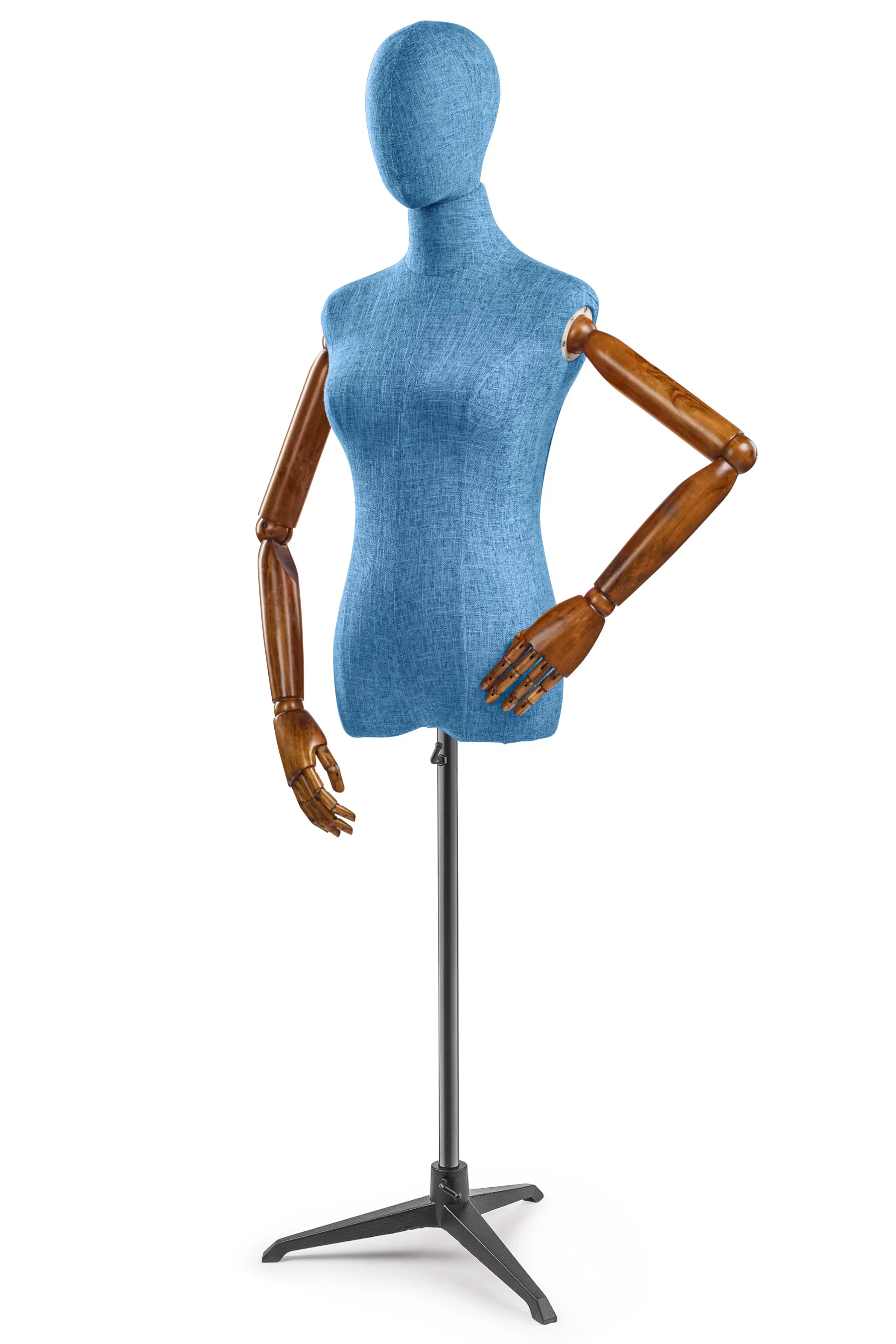 Female Display Dress Form on Metal Tripod Base (Head & Arms Version) - Image 24