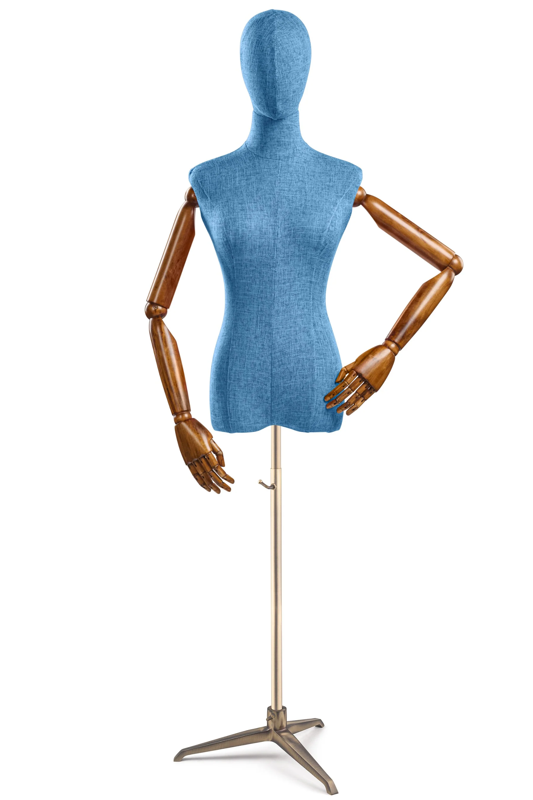 Female Display Dress Form on Metal Tripod Base (Head & Arms Version) - Image 25