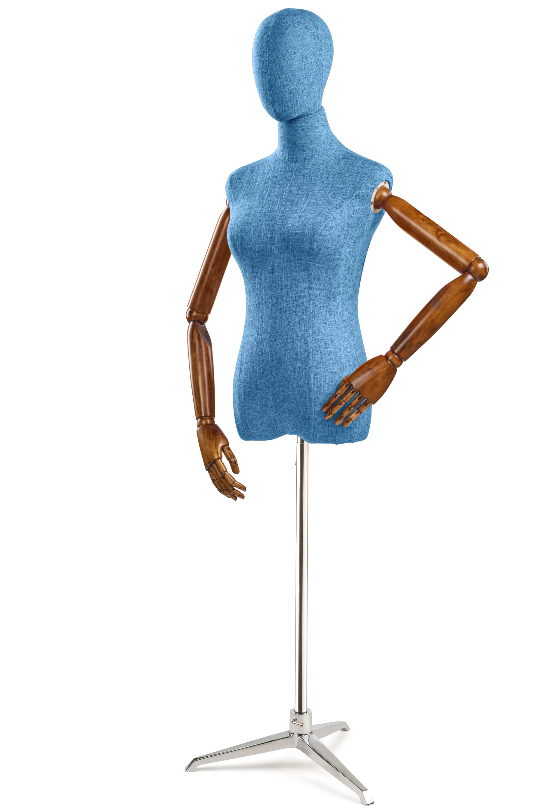 Female Display Dress Form on Metal Tripod Base (Head & Arms Version) - Image 28