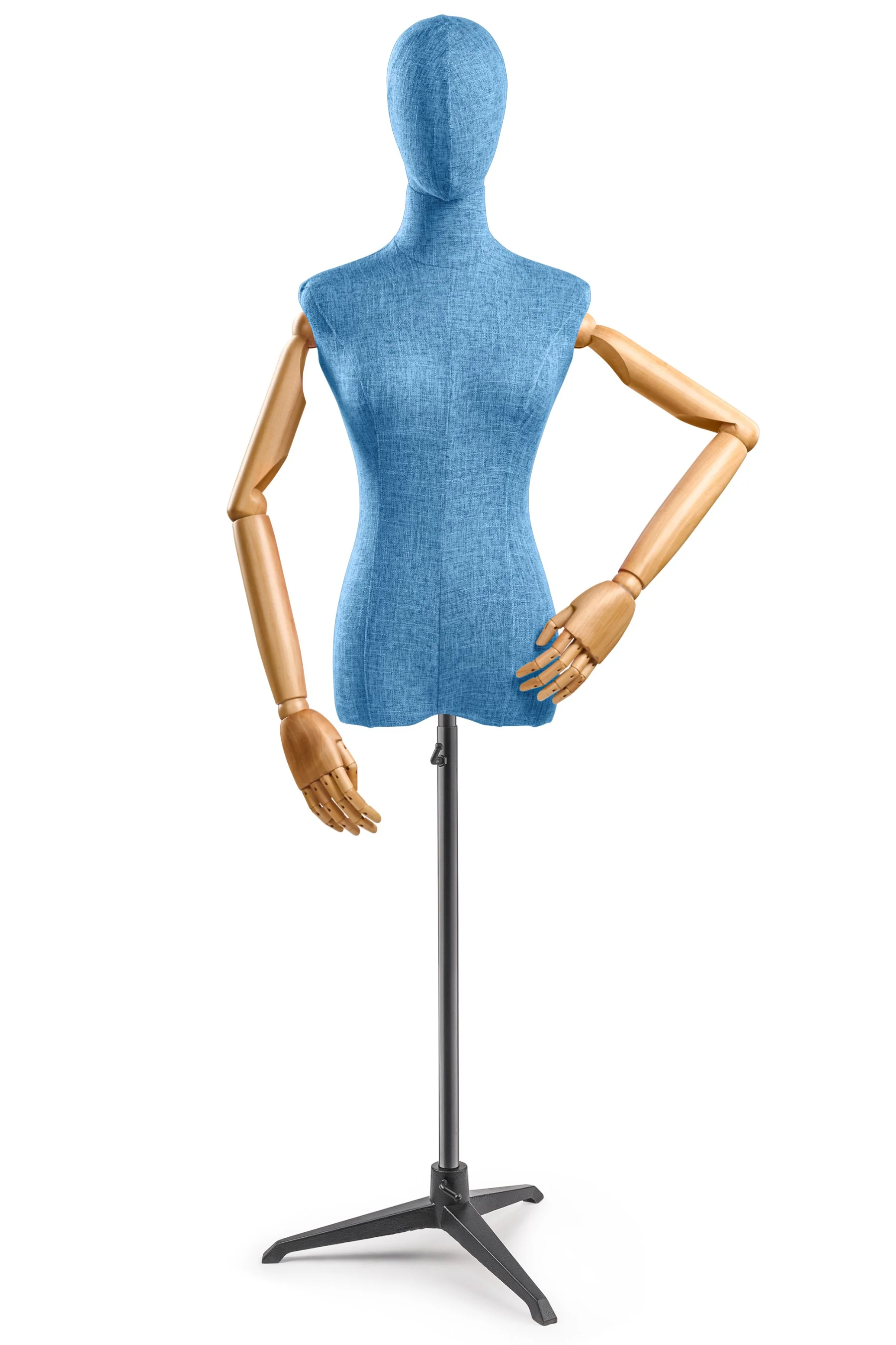 Female Display Dress Form on Metal Tripod Base (Head & Arms Version) - Image 29