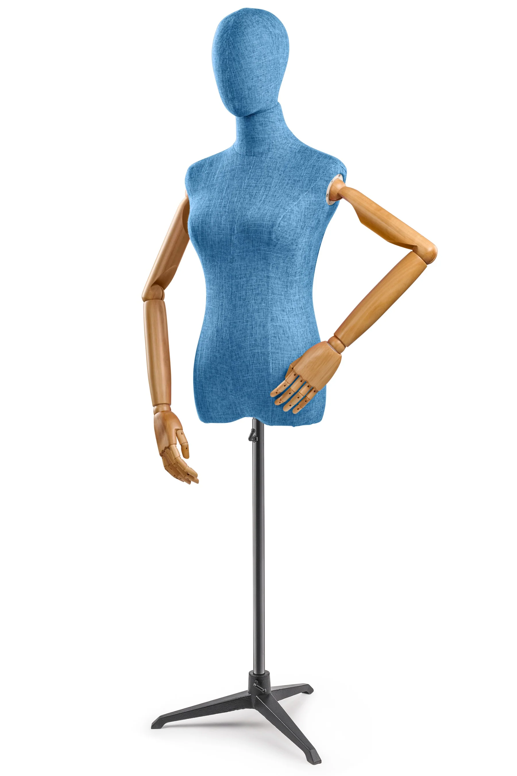 Female Display Dress Form on Metal Tripod Base (Head & Arms Version) - Image 30