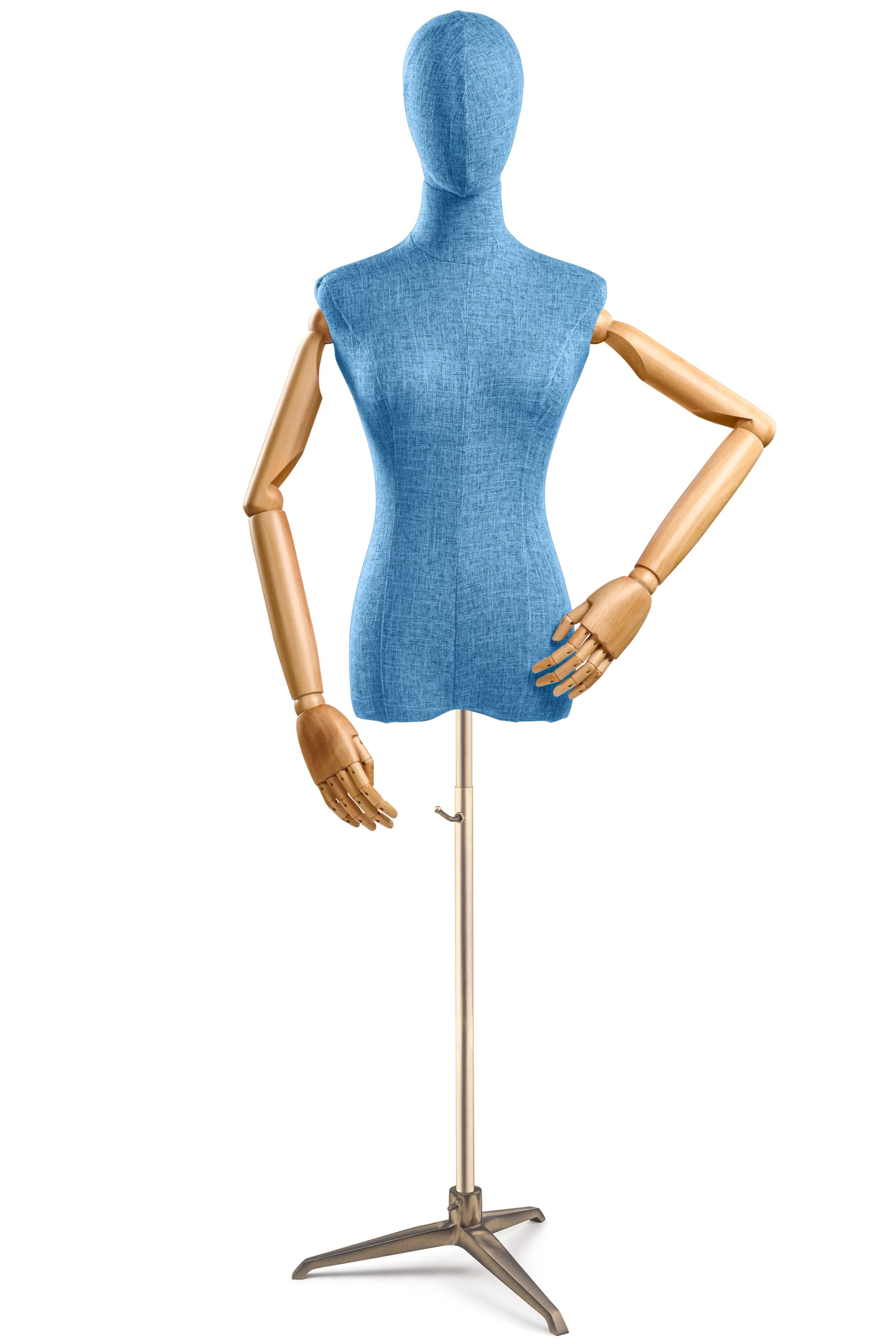 Female Display Dress Form on Metal Tripod Base (Head & Arms Version) - Image 31