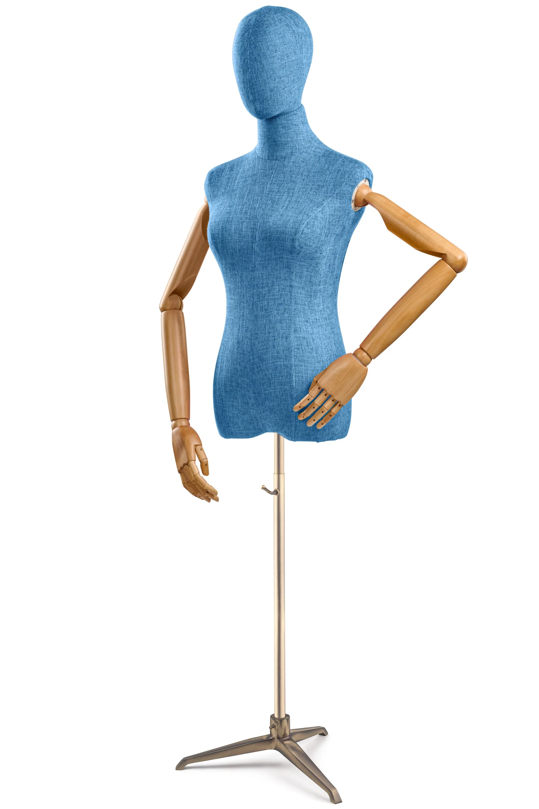 Female Display Dress Form on Metal Tripod Base (Head & Arms Version) - Image 32