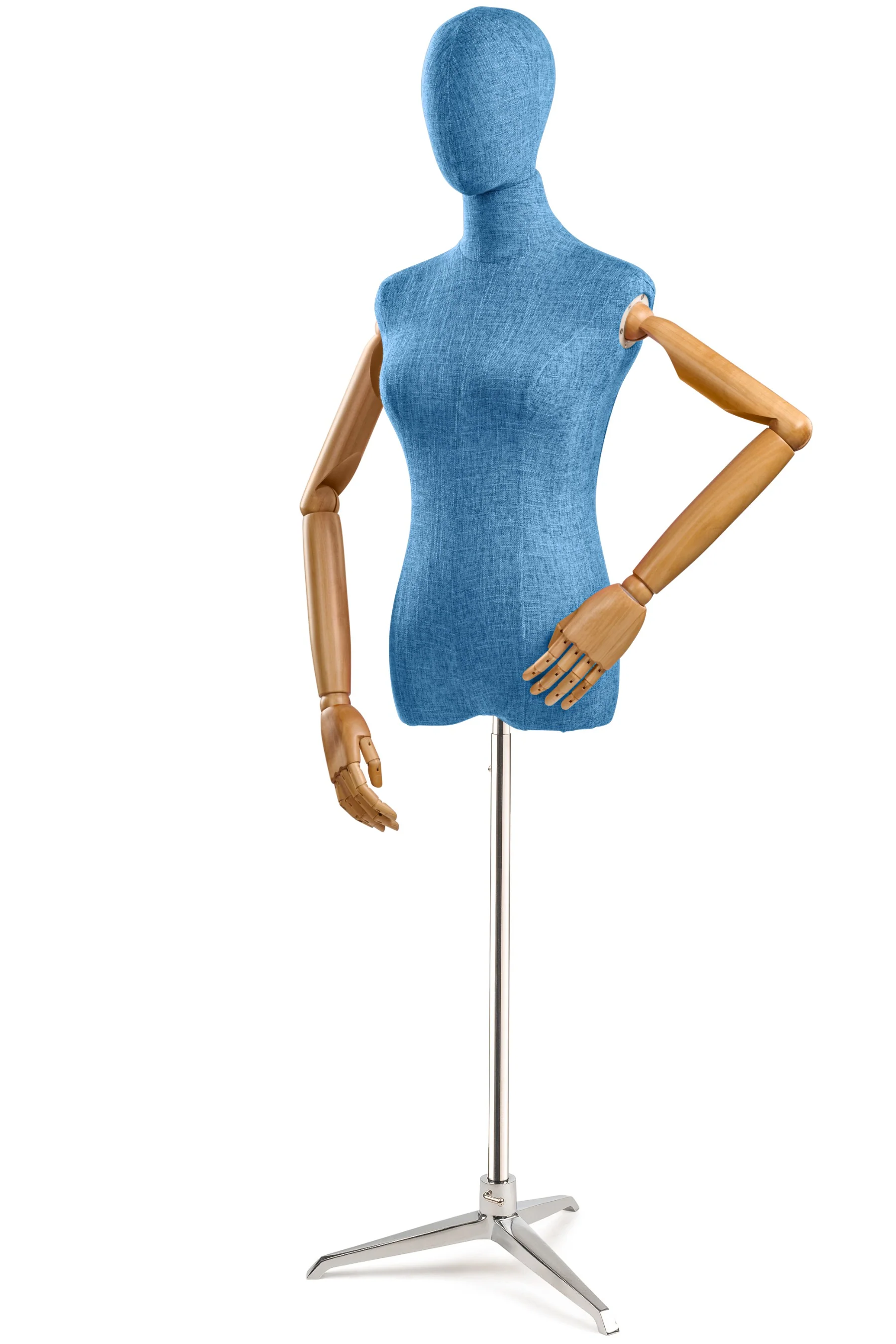Female Display Dress Form on Metal Tripod Base (Head & Arms Version) - Image 34