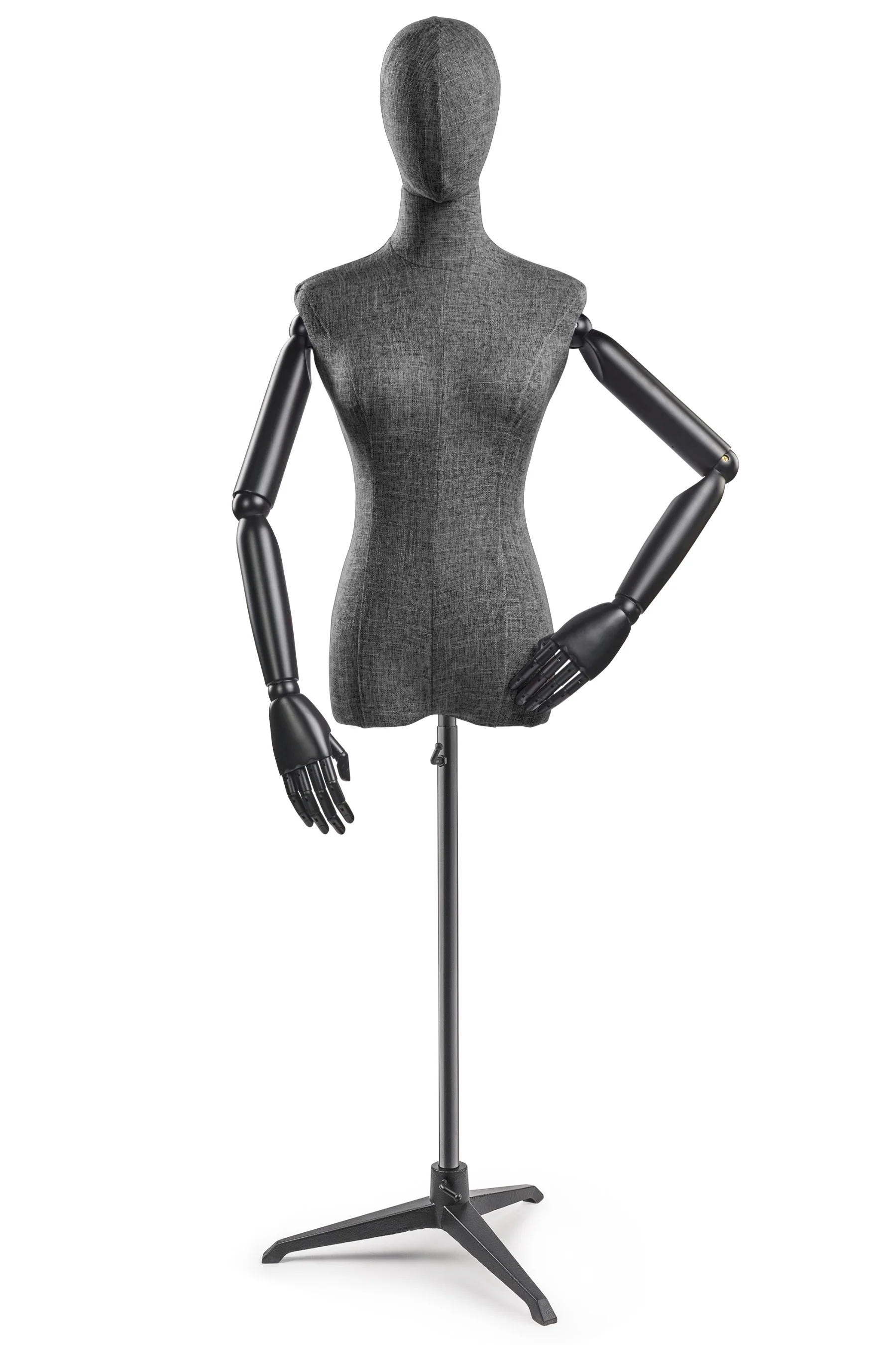 Female Display Dress Form on Metal Tripod Base (Head & Arms Version) - Image 35