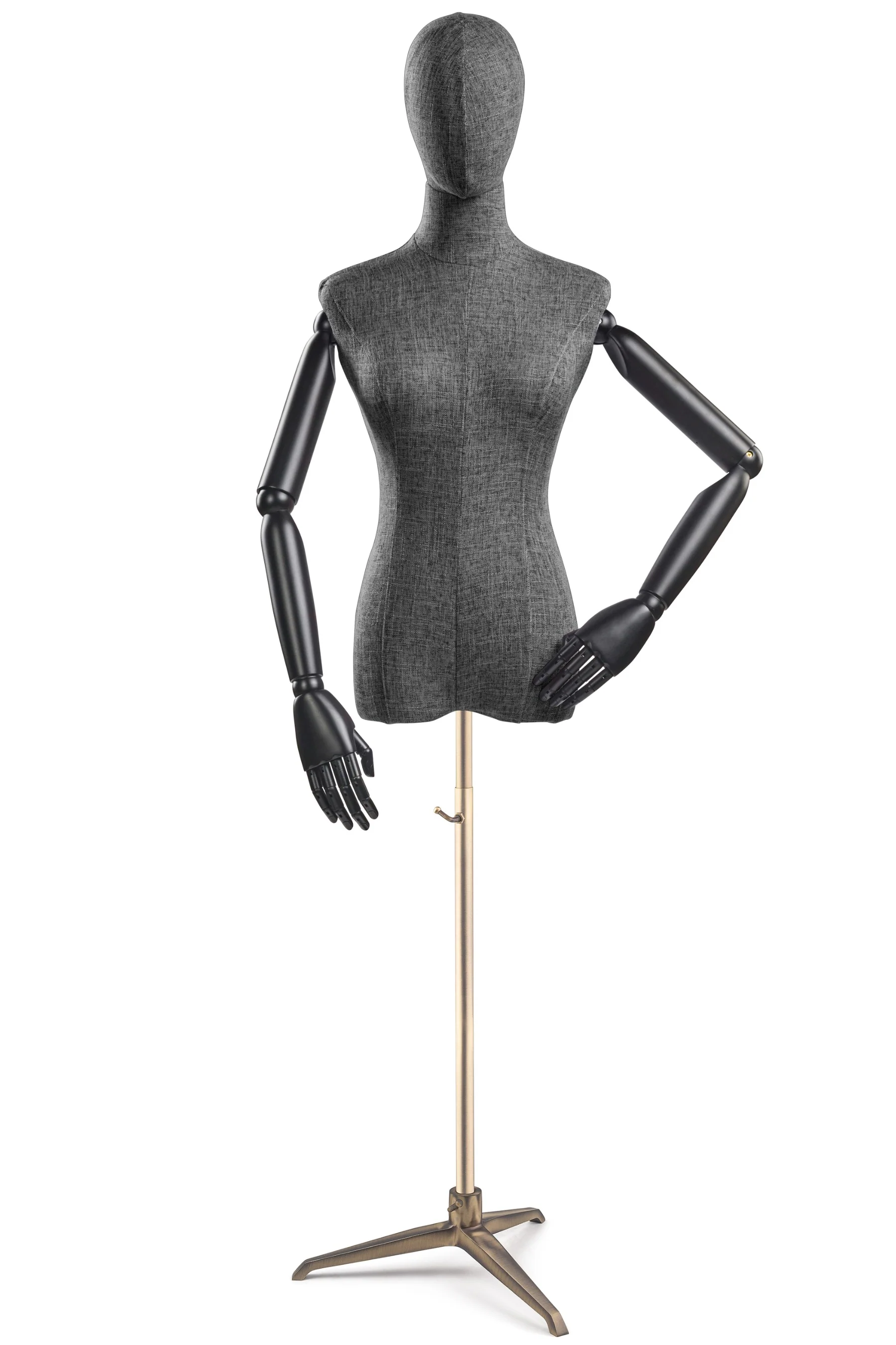 Female Display Dress Form on Metal Tripod Base (Head & Arms Version) - Image 37