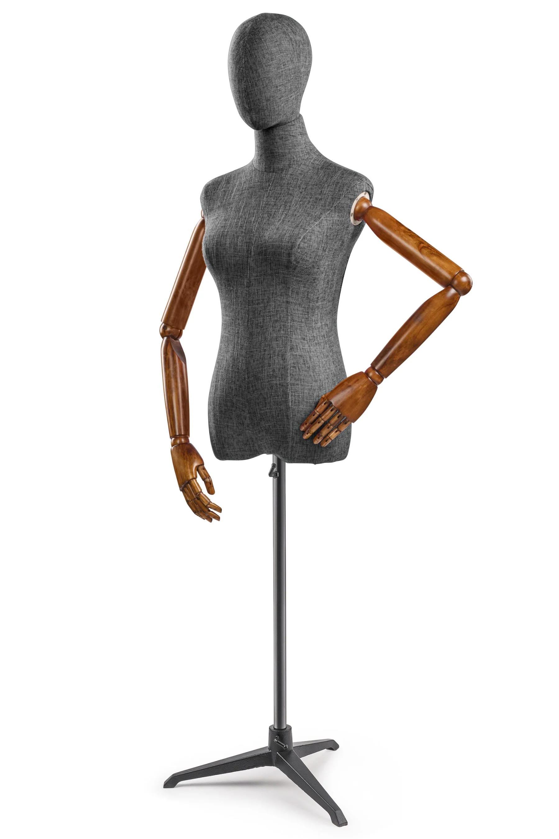 Female Display Dress Form on Metal Tripod Base (Head & Arms Version) - Image 42