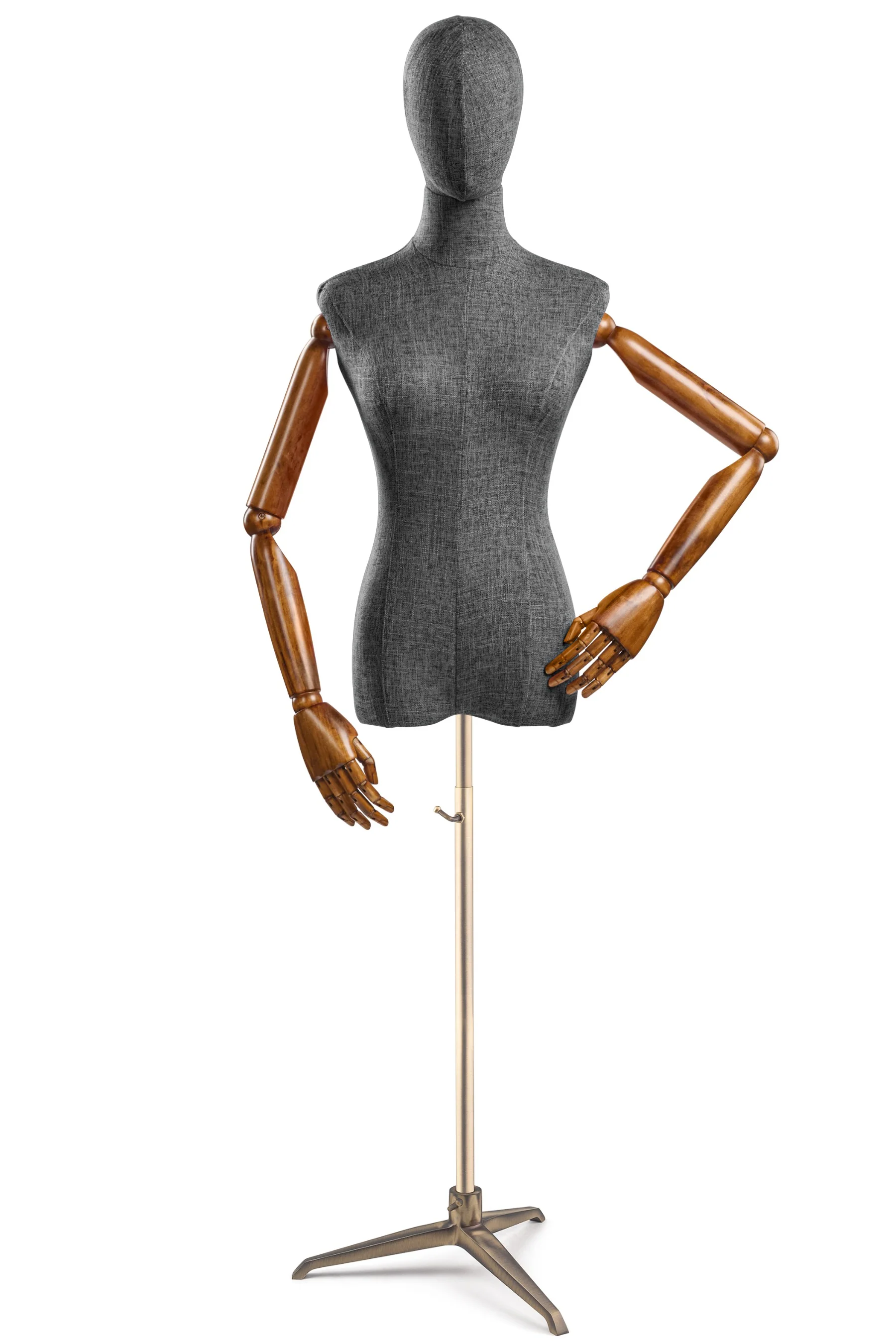 Female Display Dress Form on Metal Tripod Base (Head & Arms Version) - Image 43