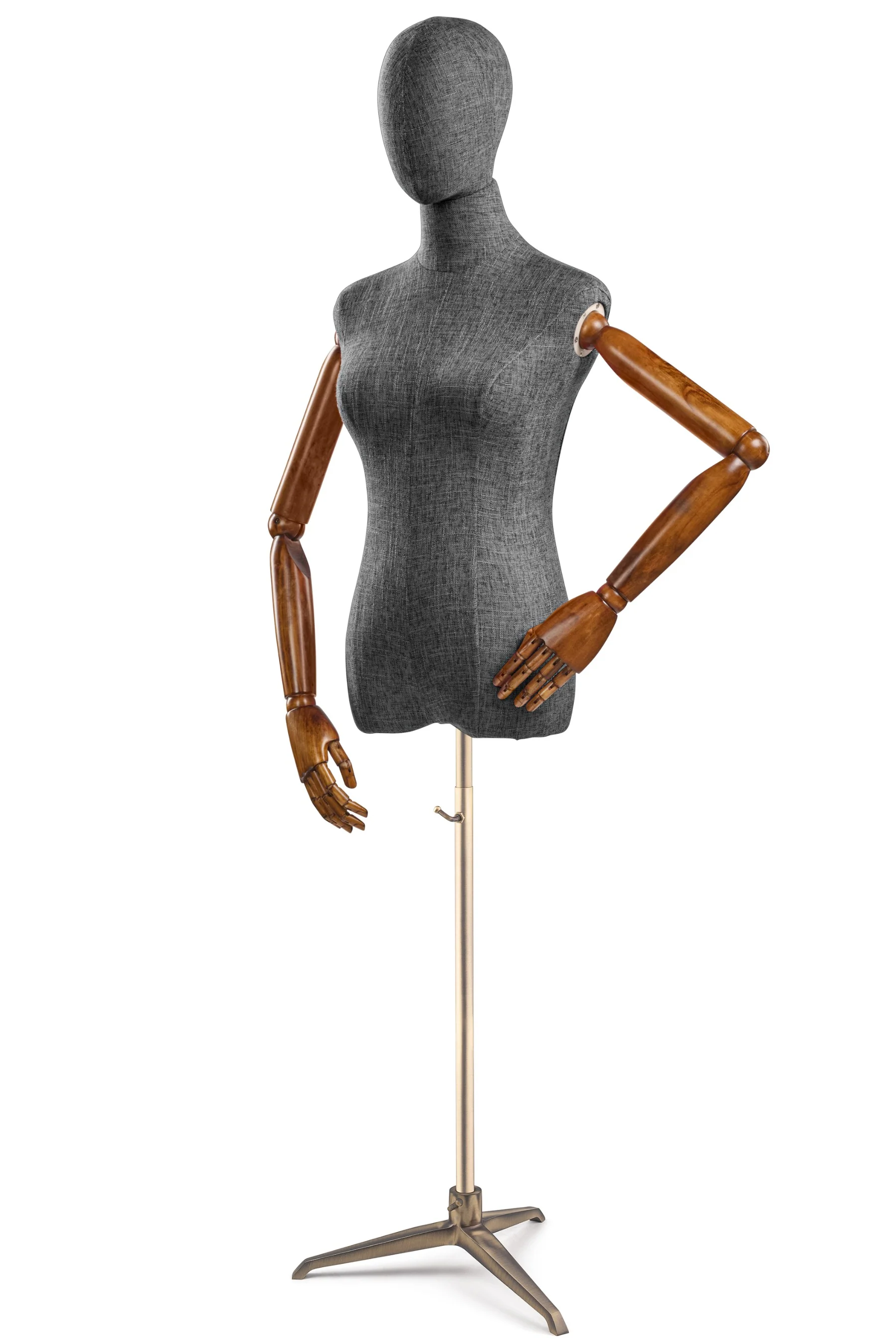 Female Display Dress Form on Metal Tripod Base (Head & Arms Version) - Image 44