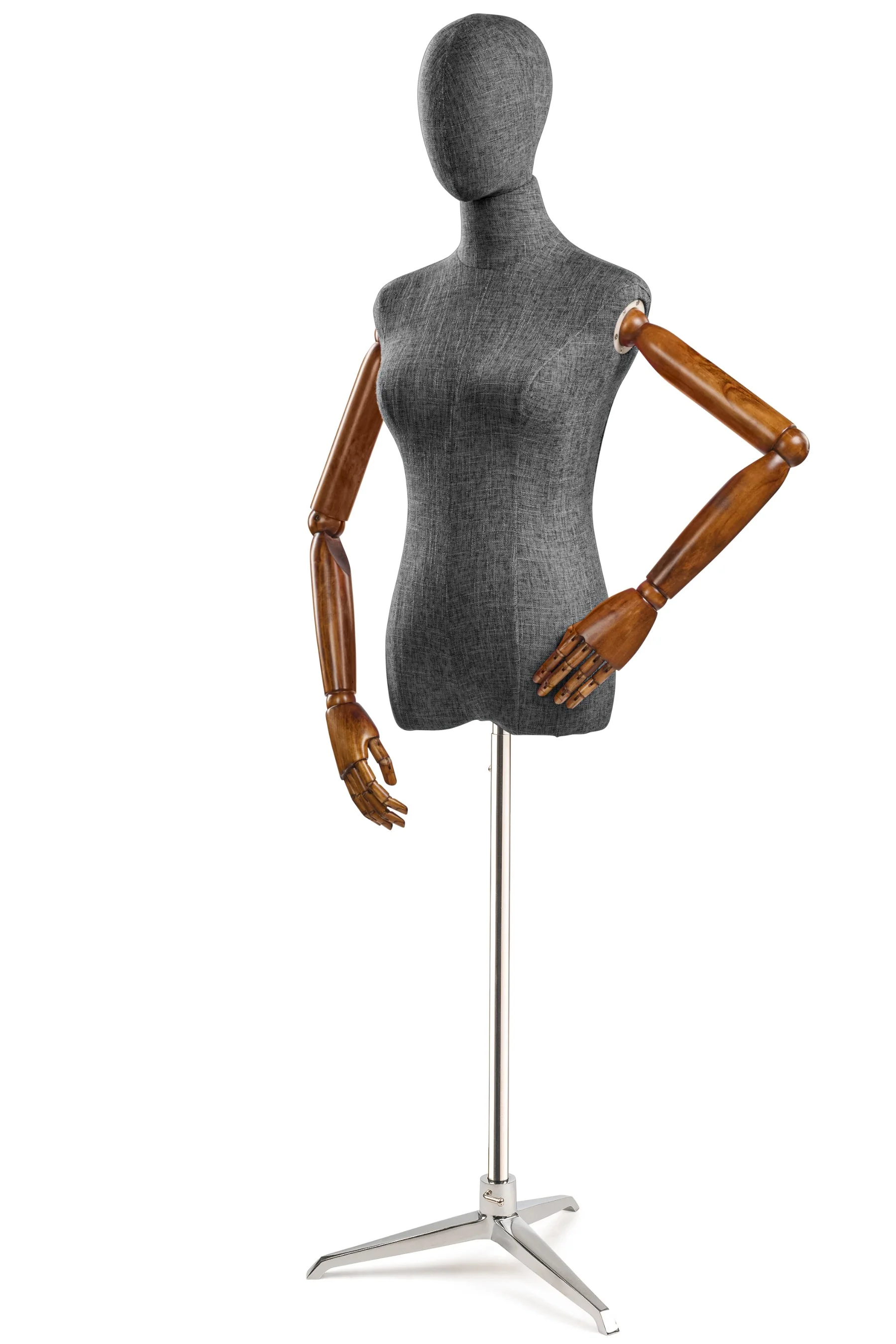 Female Display Dress Form on Metal Tripod Base (Head & Arms Version) - Image 46